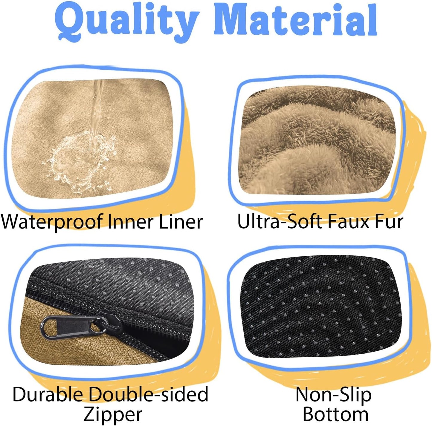 Orthopedic XL Large Dog Bed - Removable Bolster & Waterproof Washable Cover for Pet Extra Large Bed with Foam Support Non-Slip Bottom Dog Beds