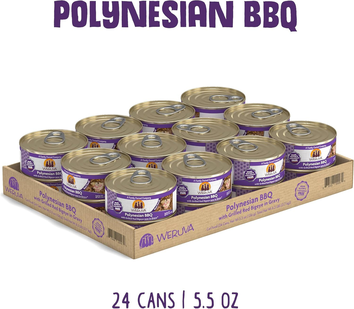 Weruva Classic Cat Food, Polynesian BBQ with Grilled Red Bigeye in Gravy, 5.5oz Can (Pack of 24)