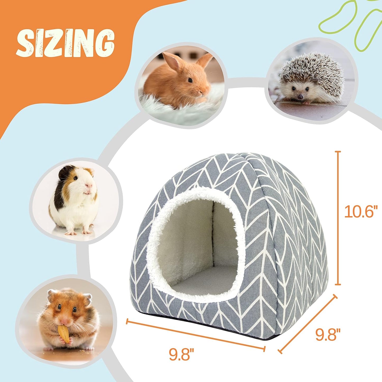 2 Pack Guinea Pig Hideout Bed Rabbit House Cave Accessories Cozy Hide-Out for Bunny Hedgehog Ferret Chinchilla&Other Small Animals