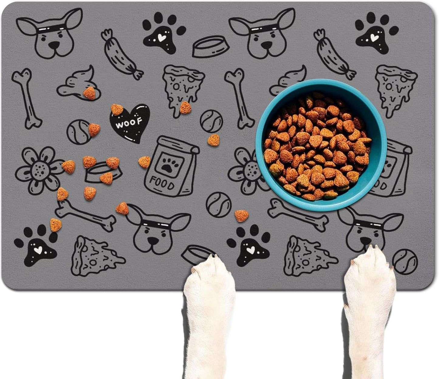 Pet Feeding Mat for Floors Waterproof Dog Mat for Food and Water Absorbent Quick Dry Non Slip mat for Cat Bowls