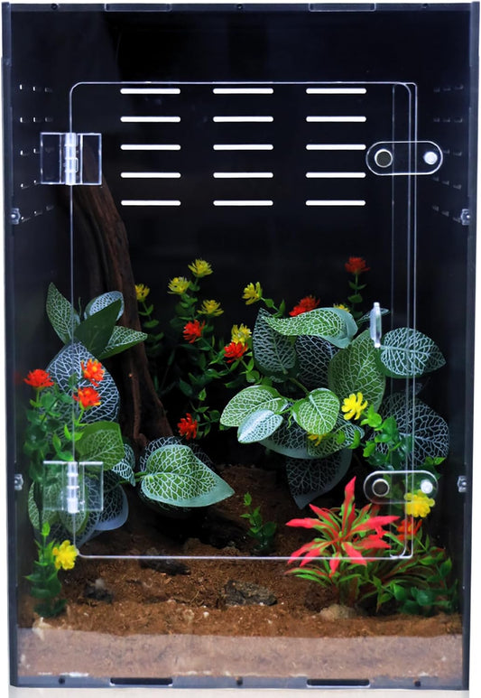 Reptile Enclosure for Crested Gecko – 12x12x18 Acrylic Reptile Tank for Gecko, Snake, and Lizard – PVC Terrarium for Small Pets