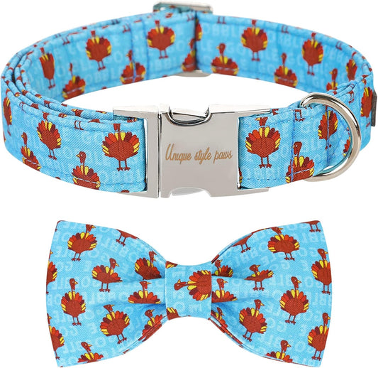 Unique style paws Christmas Dog Collar with Bow Tie Red Elk Cotton Collar Adjustable Puppy Collar for Small Medium Large Dogs-XS