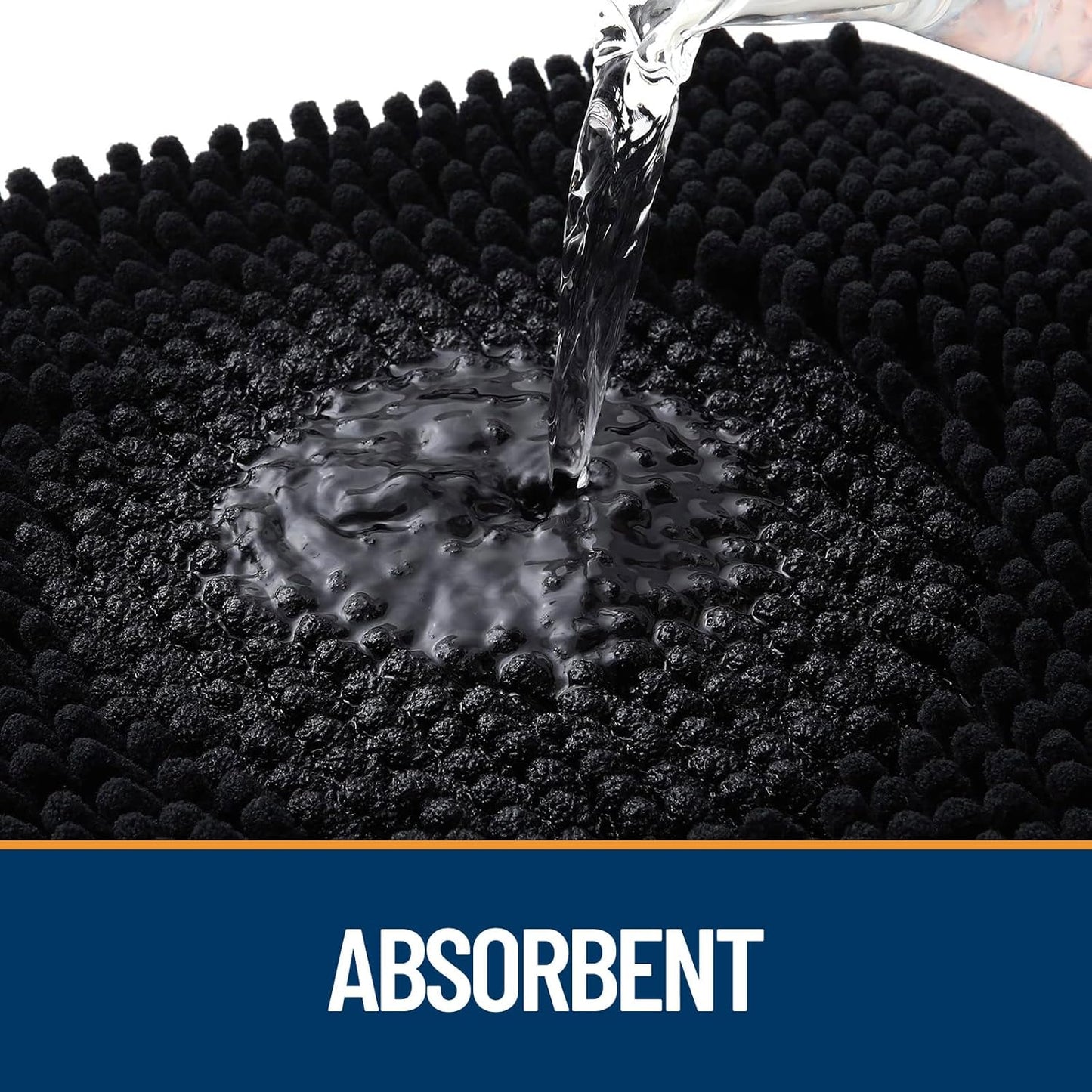 OLANLY Dog Door Mat for Muddy Paws 47x32, Absorbs Moisture and Dirt, Absorbent Non-Slip Washable Doormat, Quick Dry Chenille Mud Mat for Dogs, Entry Indoor Entryway Carpet for Inside Floor, Black