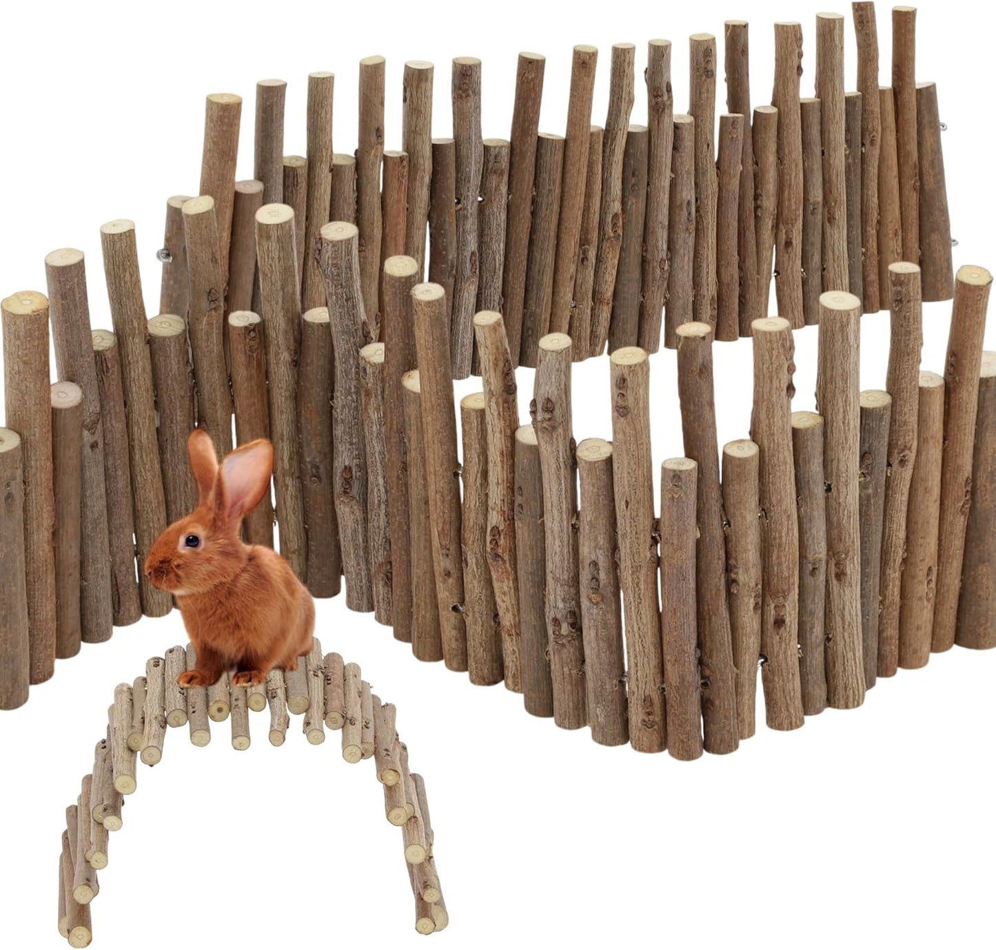 Hamster Toys, Flexible Hamster Wooden Bridge, 11.8In Hamster Fence, Hamster Cage Decor and Platforms, Hamster Cage Accessories(11.8In)