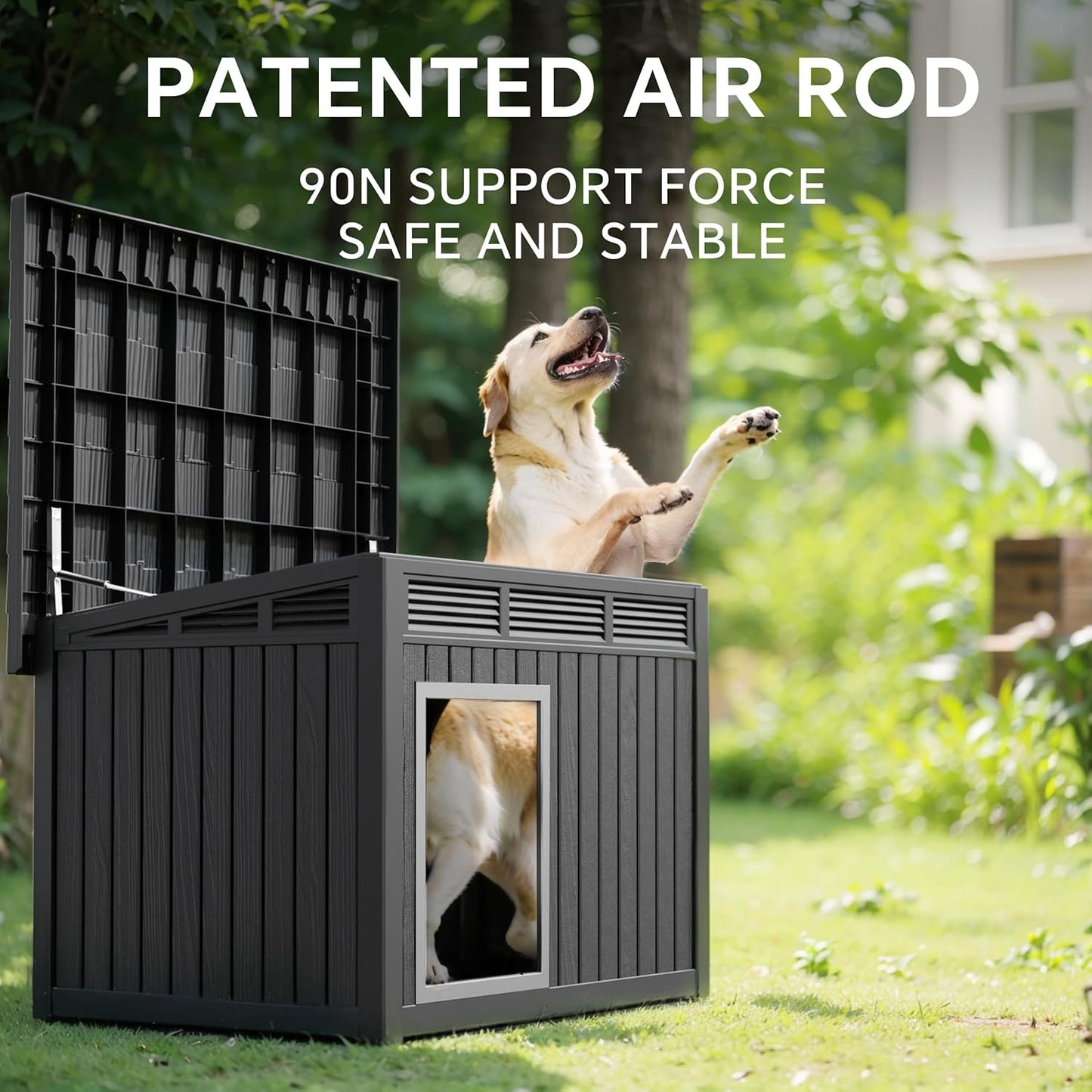 DRATO Dog House for Both Indoor and Outdoor with Weatherproof Roof Removable Floors for Medium to Large Dogs Interior Space (Black, Medium(32.2 * 25.12 * 24.13''))