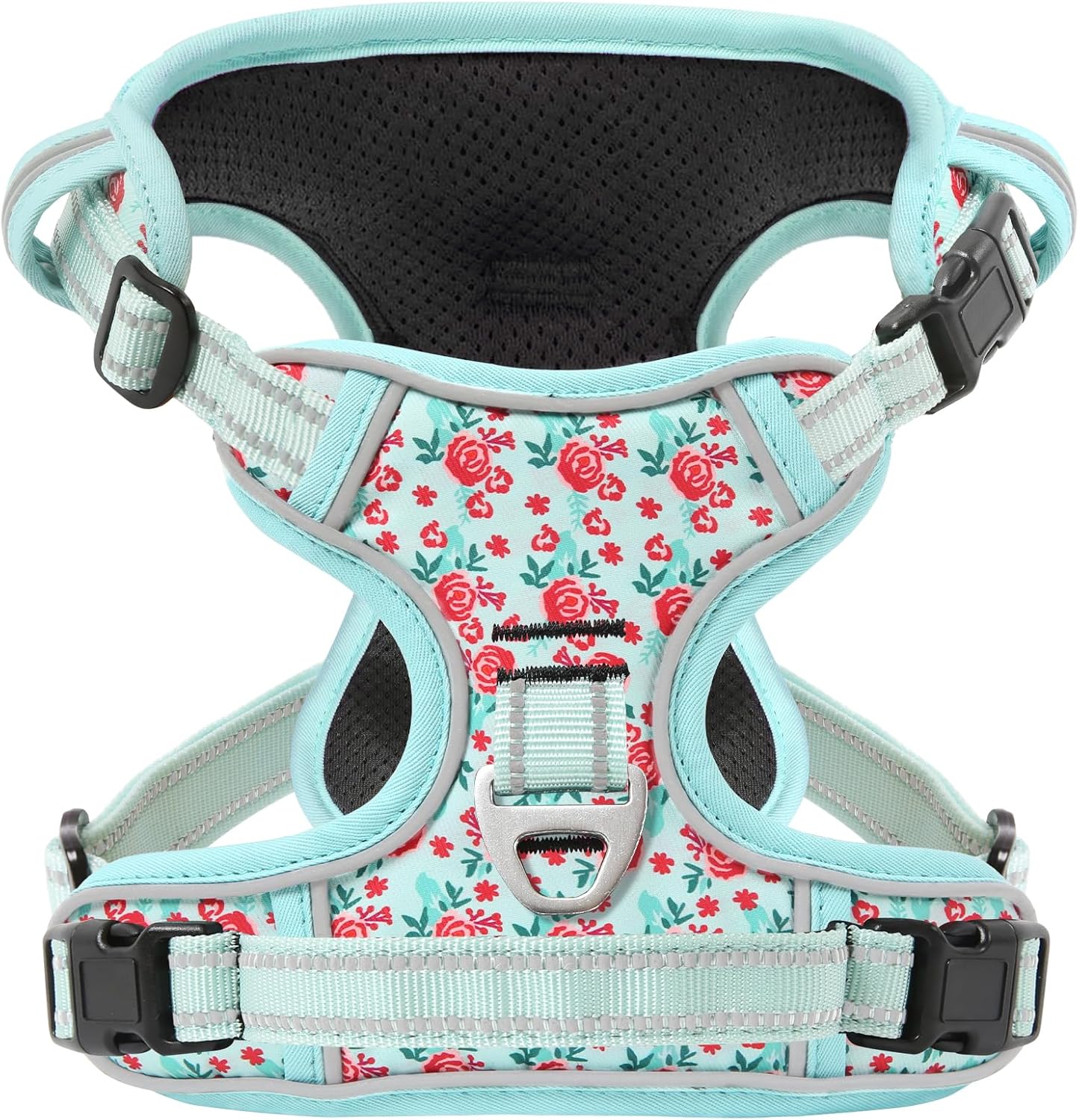 Timos No Pull Dog Harness, Release at Neck Reflective 3 Snap Buckles Adjustable No Choke Pet Vest with Front & Back 2 Leash Clips, Soft Padded Control Training Handle for Small Medium Large Dogs