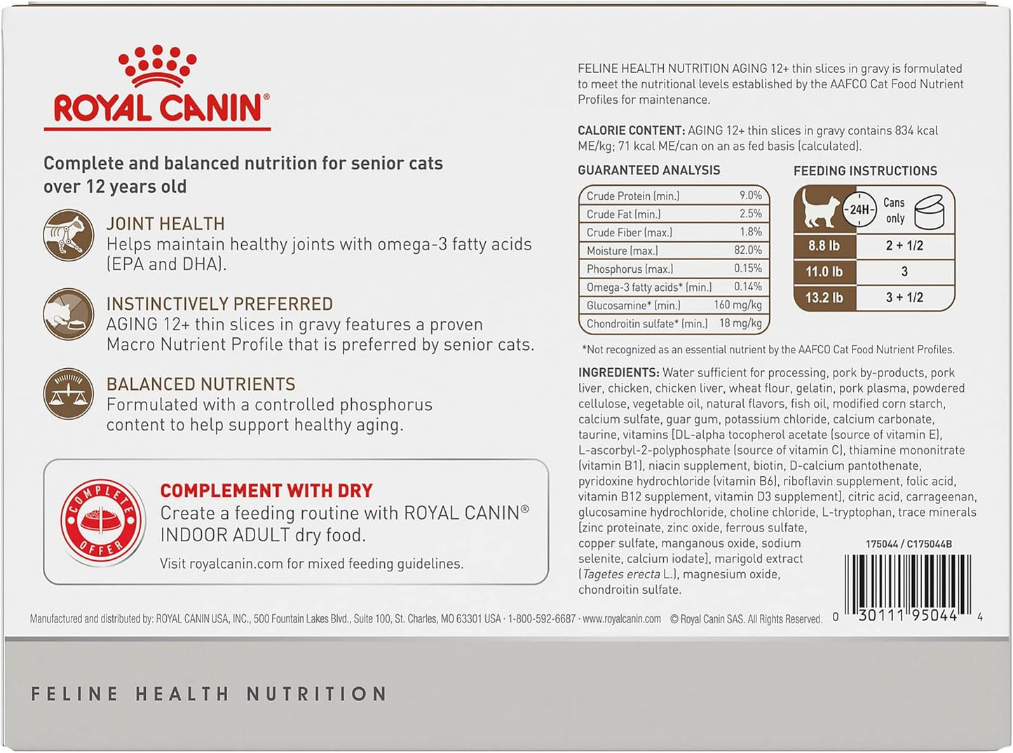 Royal Canin Aging 12+ Thin Slices in Gravy Canned Cat Food, 3 oz can (12-pack)