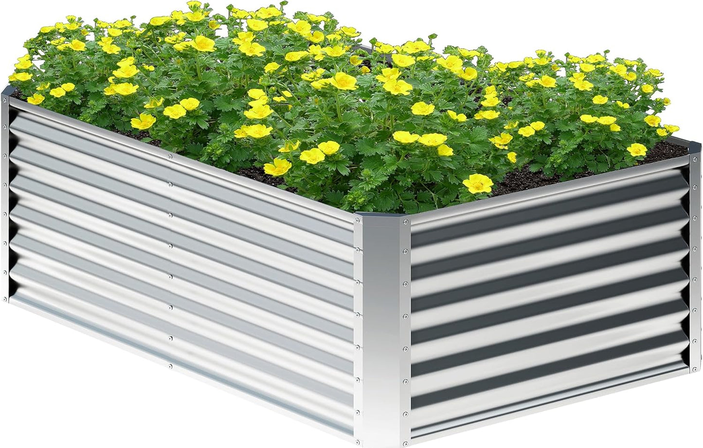 4x2x2FT Galvanized Raised Garden Bed,Planter Raised Beds-Metal Garden Box,Large Plant for Outdoor Planting, Vegetables Bed，Flower,herb-Sliver