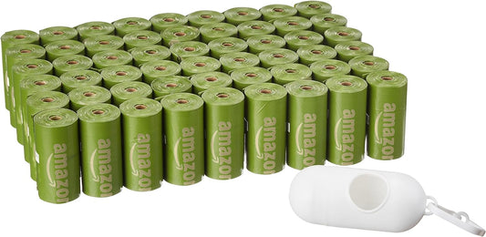 Amazon Basics Dog Poop Bags with Dispenser, 810 Count, Enhanced for Guaranteed Leakproof, Brazilian Mango Scented, Includes Leash Clip