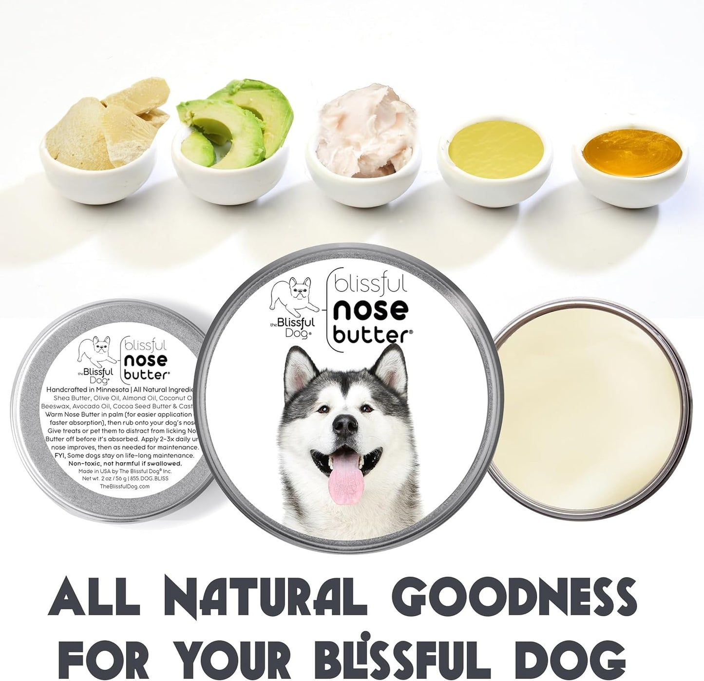 The Blissful Dog Malamute Unscented Nose Butter - Dog Nose Butter, 2 Ounce