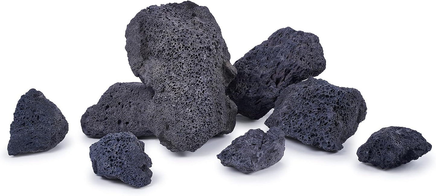 LANDEN Black Lava Stones (16lbs,3~10inch,11pcs) for Aquascaping Terrariums, Paludarium, Vivariums, Reptile and Amphibian Enclosures