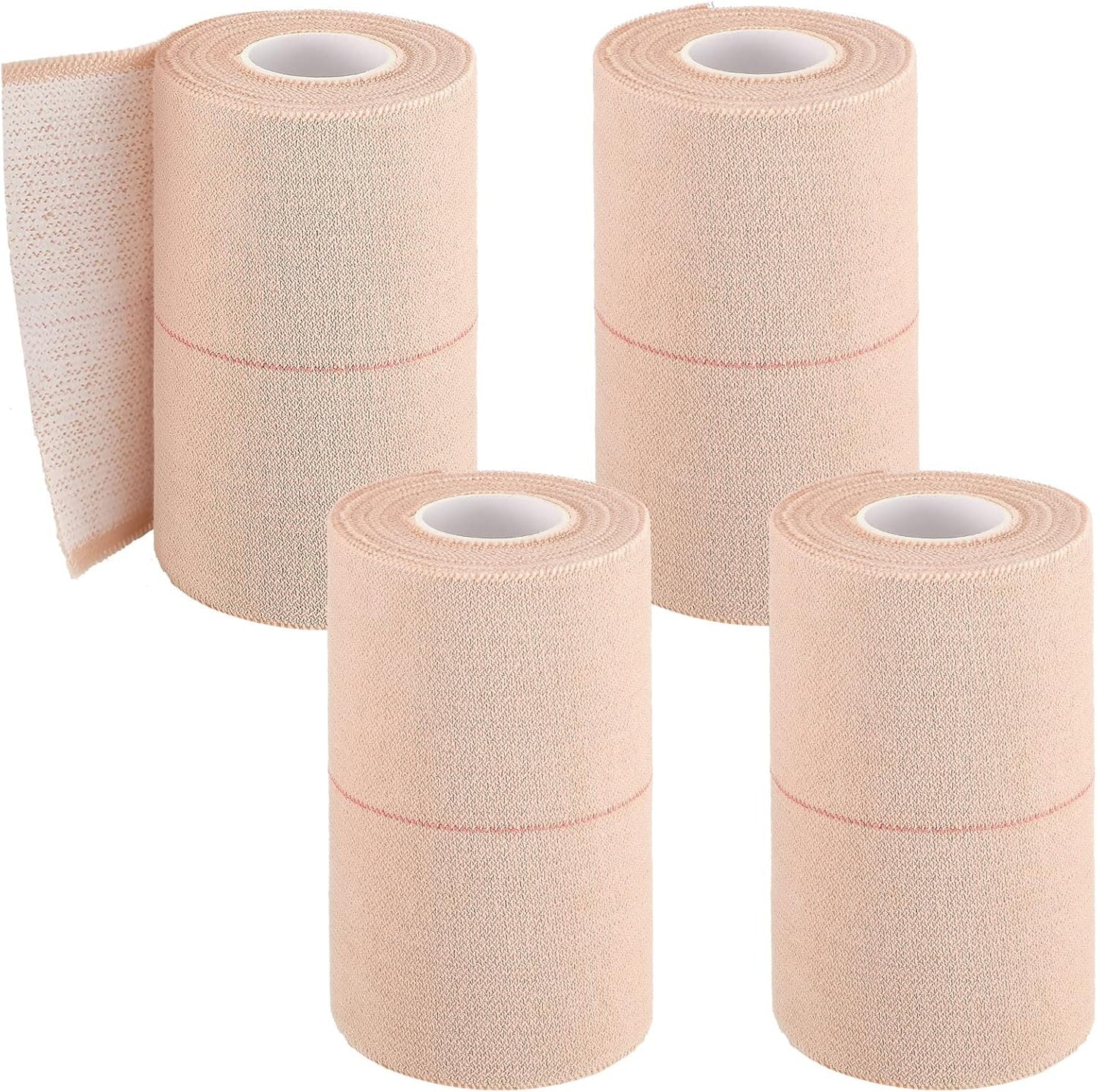 4 Rolls Elastic Tape Adhesive Elastic Tape Self Adhesive Bandage Wrap Flexible Stretch Bandages for Sports Ankle, Knee and Wrist Sprains Animal Pets, 5 Yard (4 Inch in Width)