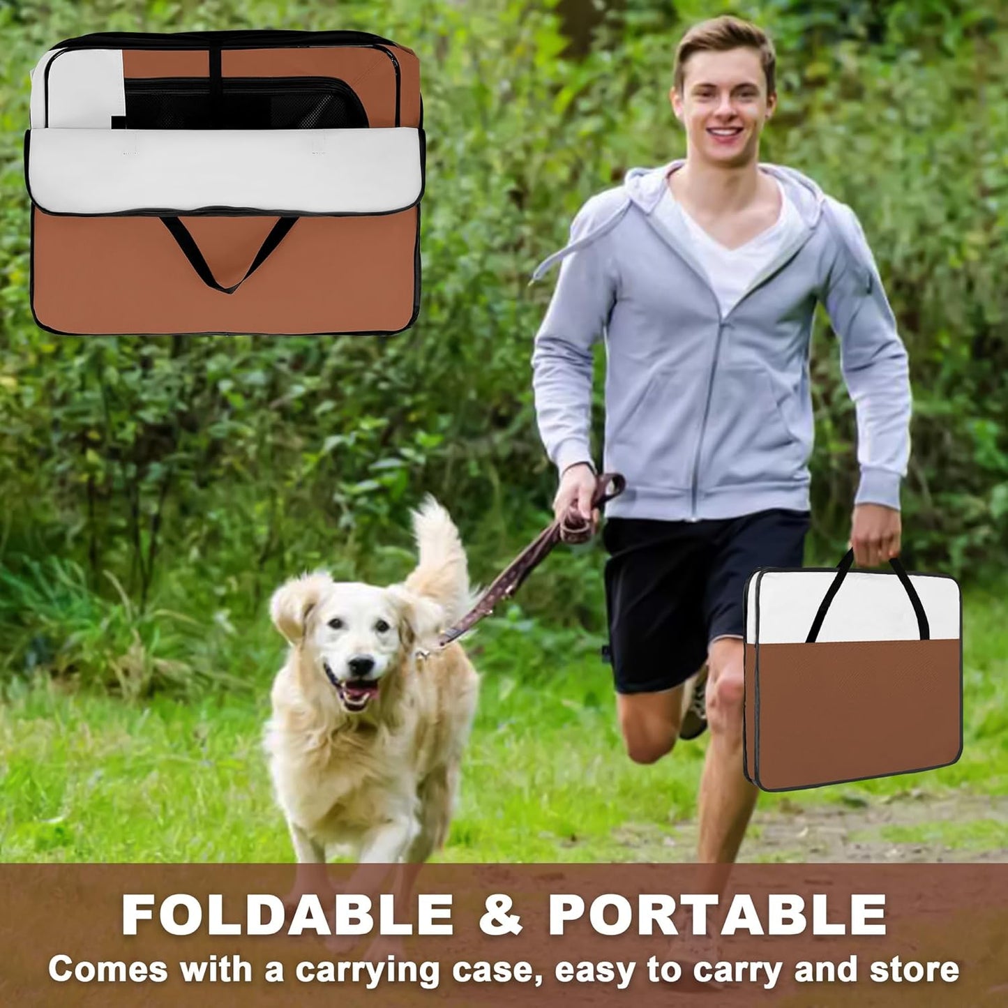 Dog Playpen, Portable Pet Play Pen for Cat, Puppies, Rabbits, Chickens, Foldable Large-Capacity Pet Tent for Indoor/Outdoor Travel Camping Brown