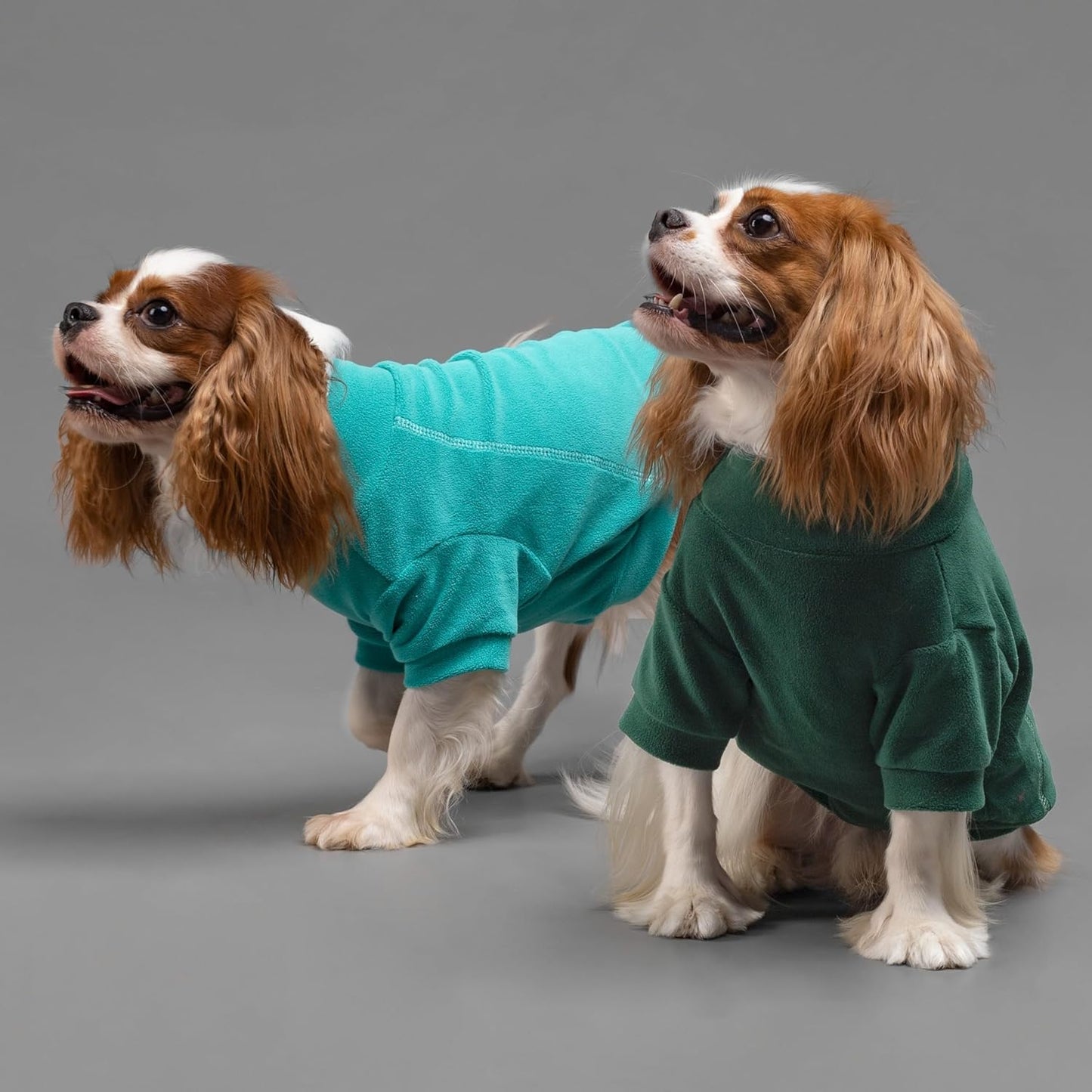 Fitwarm 3 Pack Fleece Sweater - Turtleneck Dog Sweatshirt, Cat Apparel, Dark Green, Teal Green, Olive Green, Large