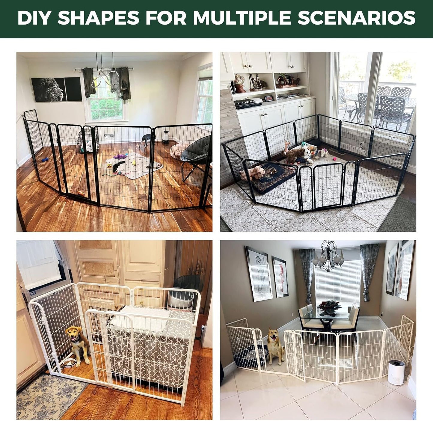 FXW Homeplus Unleashed Indoor Dog Playpen - Stress-Free and Safe Play, Heavy Duty 40 Inch 12 Wire Panels Dog Pen for Medium and Large Dogs, White│Patented