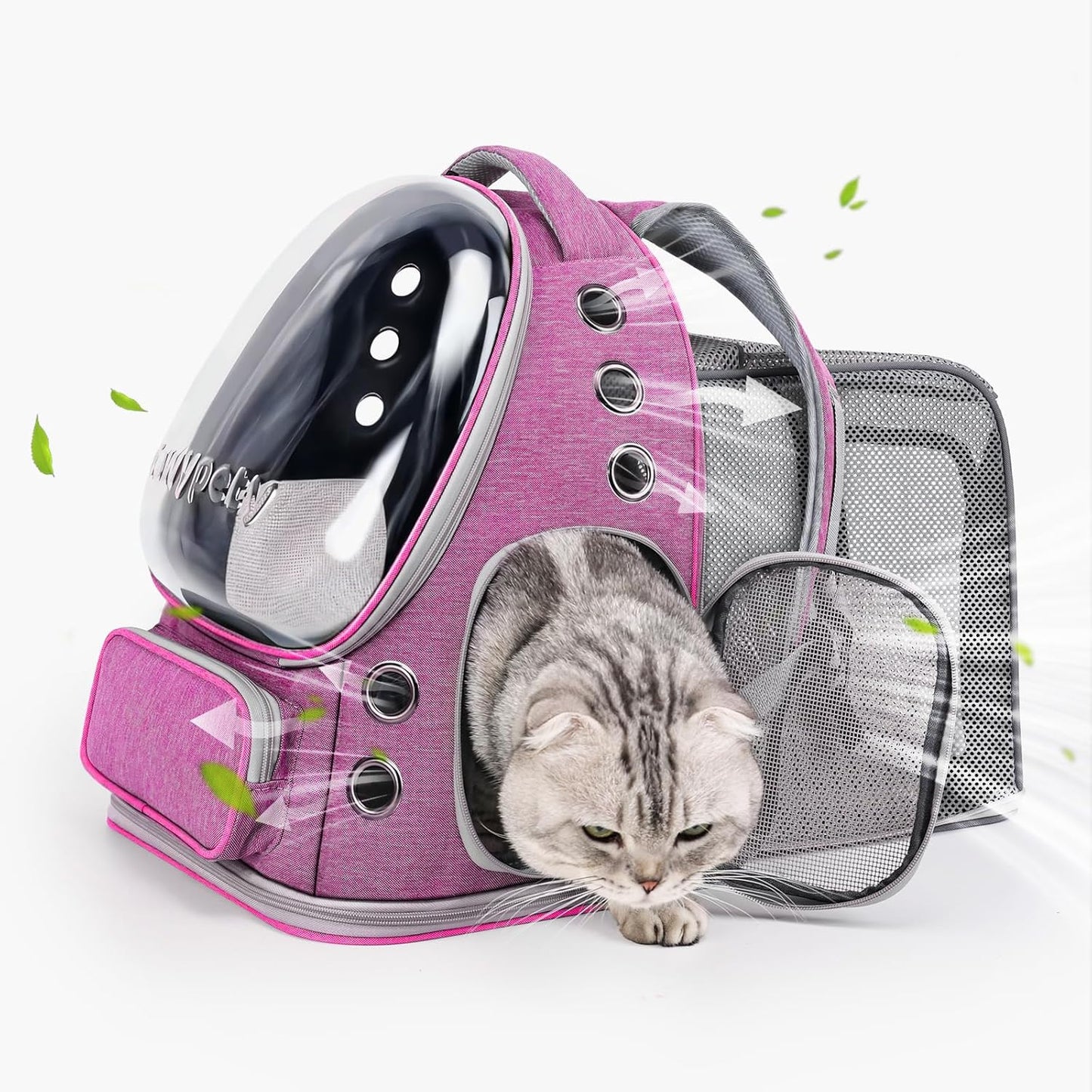 Expandable Cat Backpack,Cat Bubble Backpack Carrier for Carrying Cats, Pets and Small Dogs,Airline-Approved,Designed for Travel, Hiking, Walking,Car （Pink