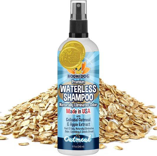 Bodhi Dog Waterless Shampoo - Natural Dry Shampoo for Dogs & Cats - Neutralizes Pet Odor - No Rinse Required - Made of Natural Extracts - Safe for Sensitive Skin - Oatmeal & Apple (8 Fl Oz)