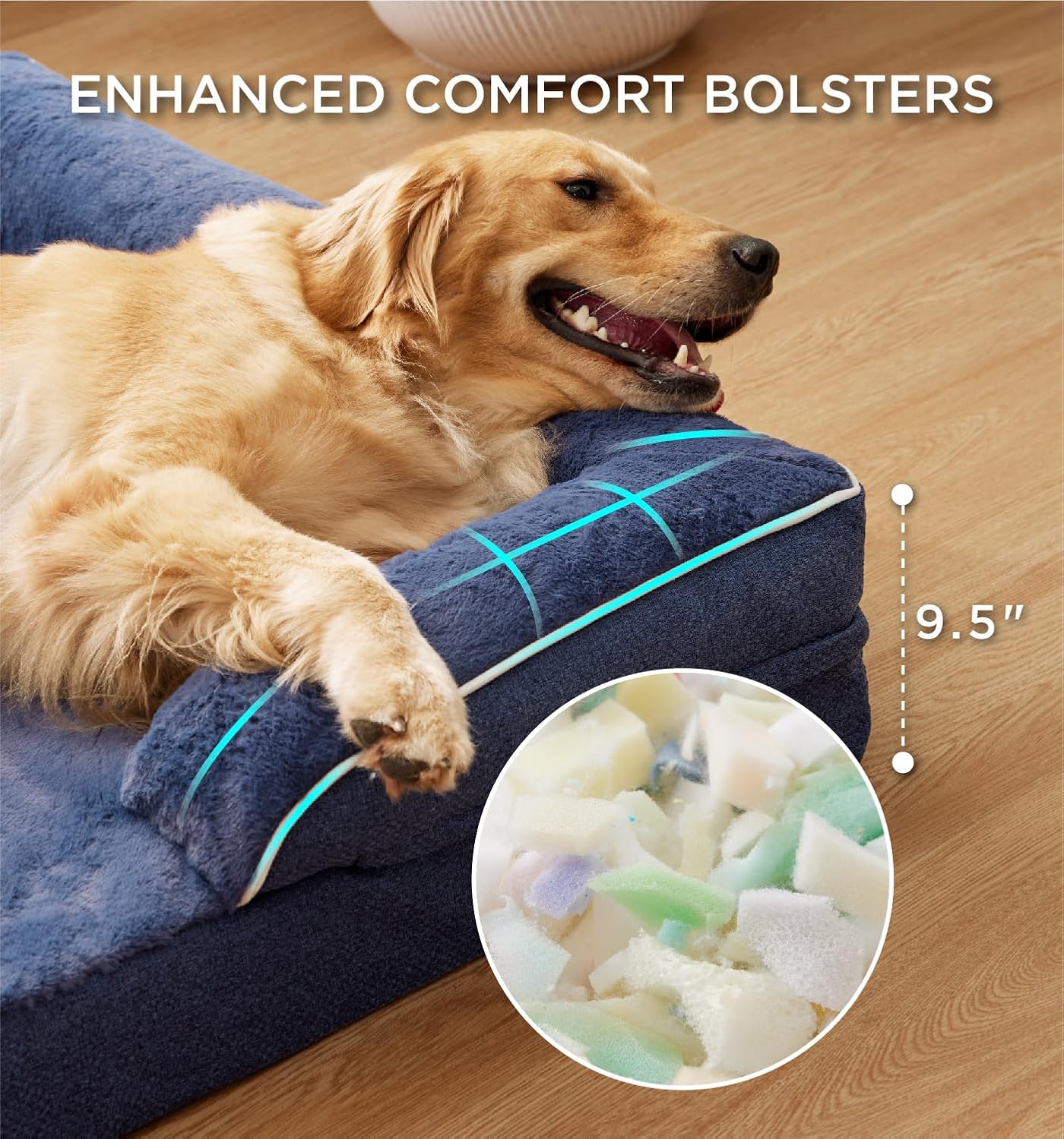 Made4Pets Orthopedic Dog Bed for Extra Large Dogs, Supportive Foam XL Pet Bed Sofa with Washable Removable Cover, Waterproof Large Dog Couch Bed, Non-Slip Bottom and Egg-Crate Foam, Grey