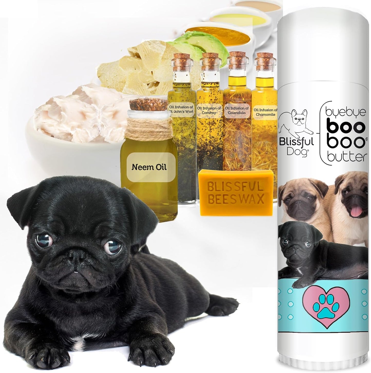 The Blissful Dog .50 oz Tube Pug Booboo Butter