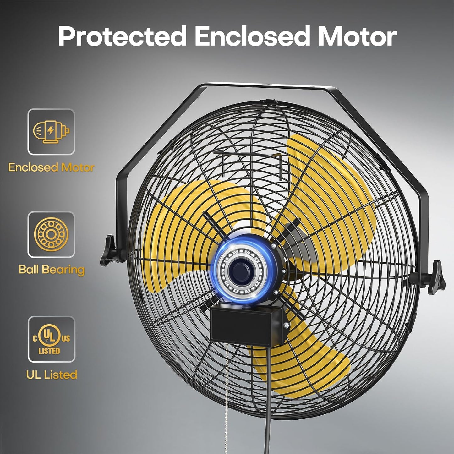 18 Inch Industrial Wall Fan with 2 Pack, 4800 CFM Metal Wall Mount Fans with Poweful Motor, 3 Speed, Fan Indoor for Covered Patio, Greenhouse, Gazebo, and Garage, UL Listed