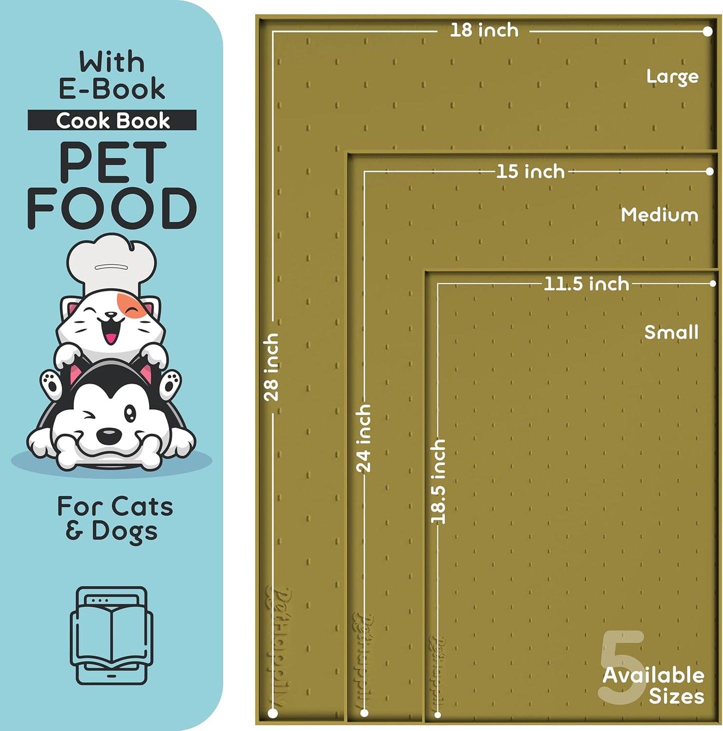 Dog Food Mat - Raised Edges Dogs Mat for Food and Water Prevent Spill, Waterproof Cat Food Mats Protect Floors, Easy Clean Dog Bowl Mats for Food and Water, Silicone Pet Food Tray