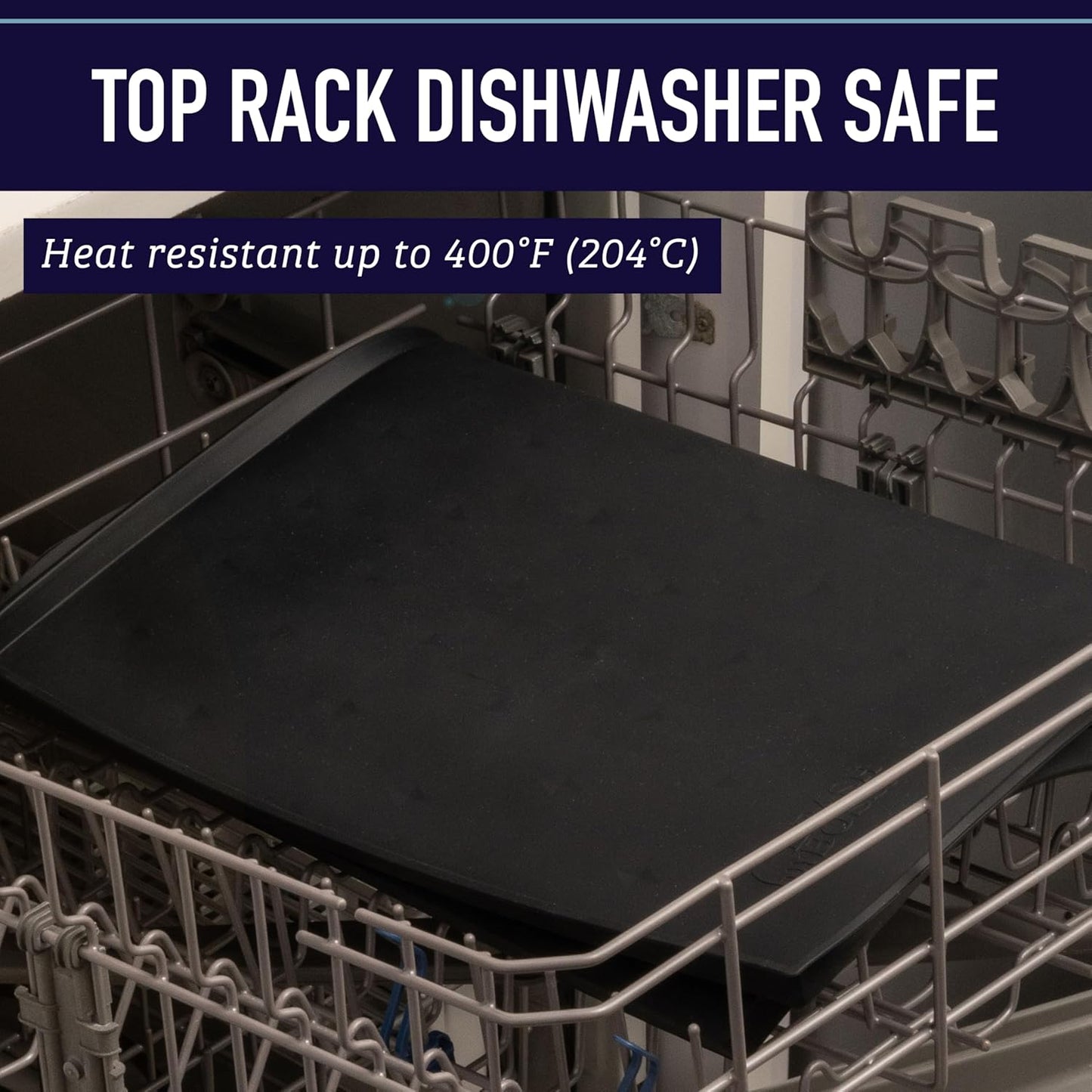 Leash Boss Dog Food Mat for Food and Water Bowls, Waterproof Silicone Pet Feeding Mat for Floors, Extra Tall Raised Edges, Cat and Dog Placemat for Floors, Dishwasher Safe (XXL: 30" x 22" - Navy)