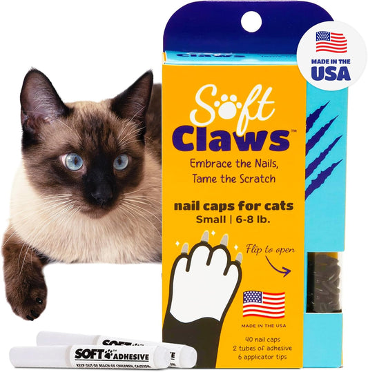 Soft Claws Cat Nail Caps for Medium Cats – (40 Caps, Purple) - Veterinarian-Developed | Protects Furniture & Skin - Easy to Apply, Long-Lasting Anti-Scratch Soft Cat Claw Covers