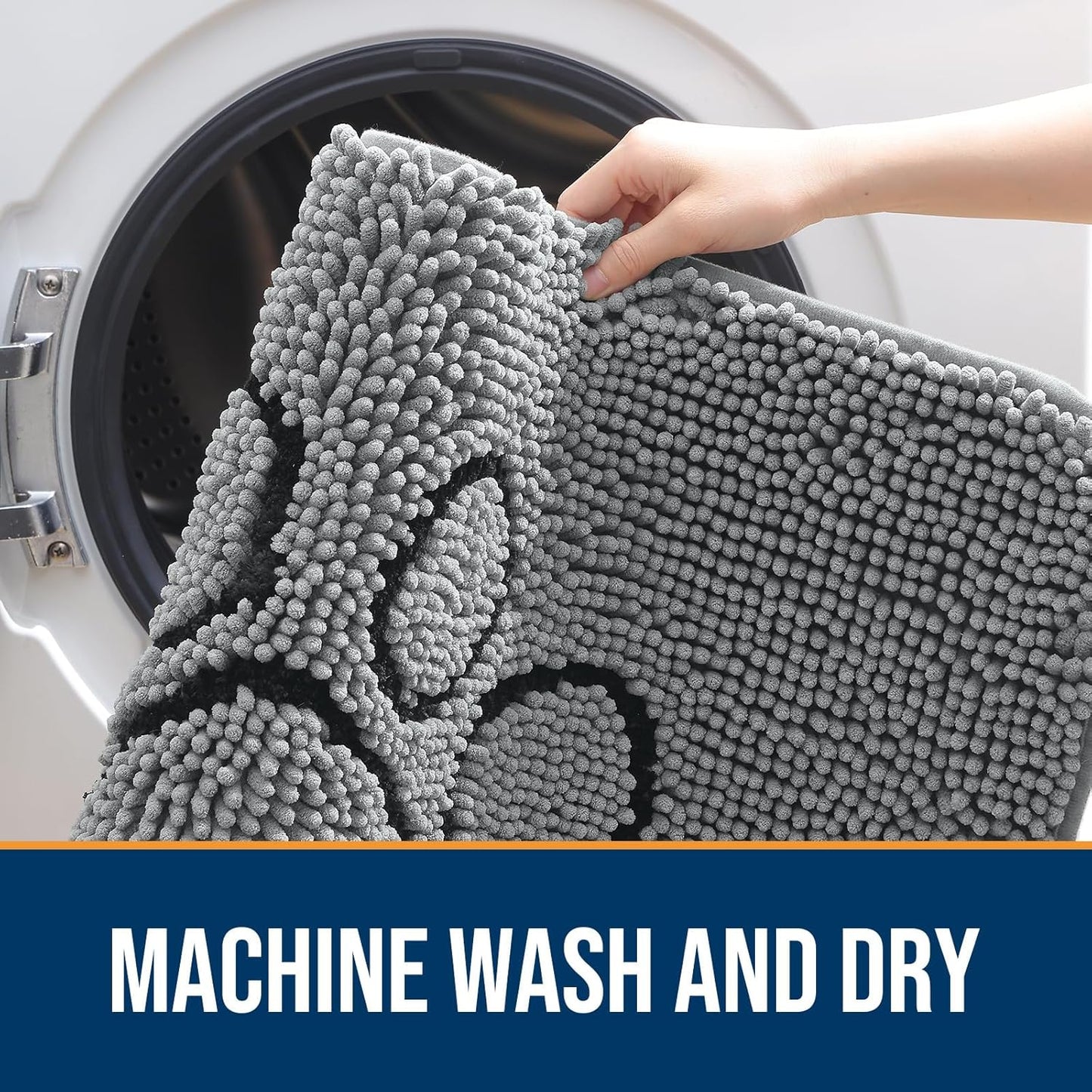 OLANLY Door Mat for Muddy Dog Paws 30x20, Ultra Absorbent Chenille Mud Doormat with Paw Print Design, Non-Slip Washable Doormat for Indoor Entryway, Quick-Dry Pet Bed Mats for Dirty Dogs, Grey