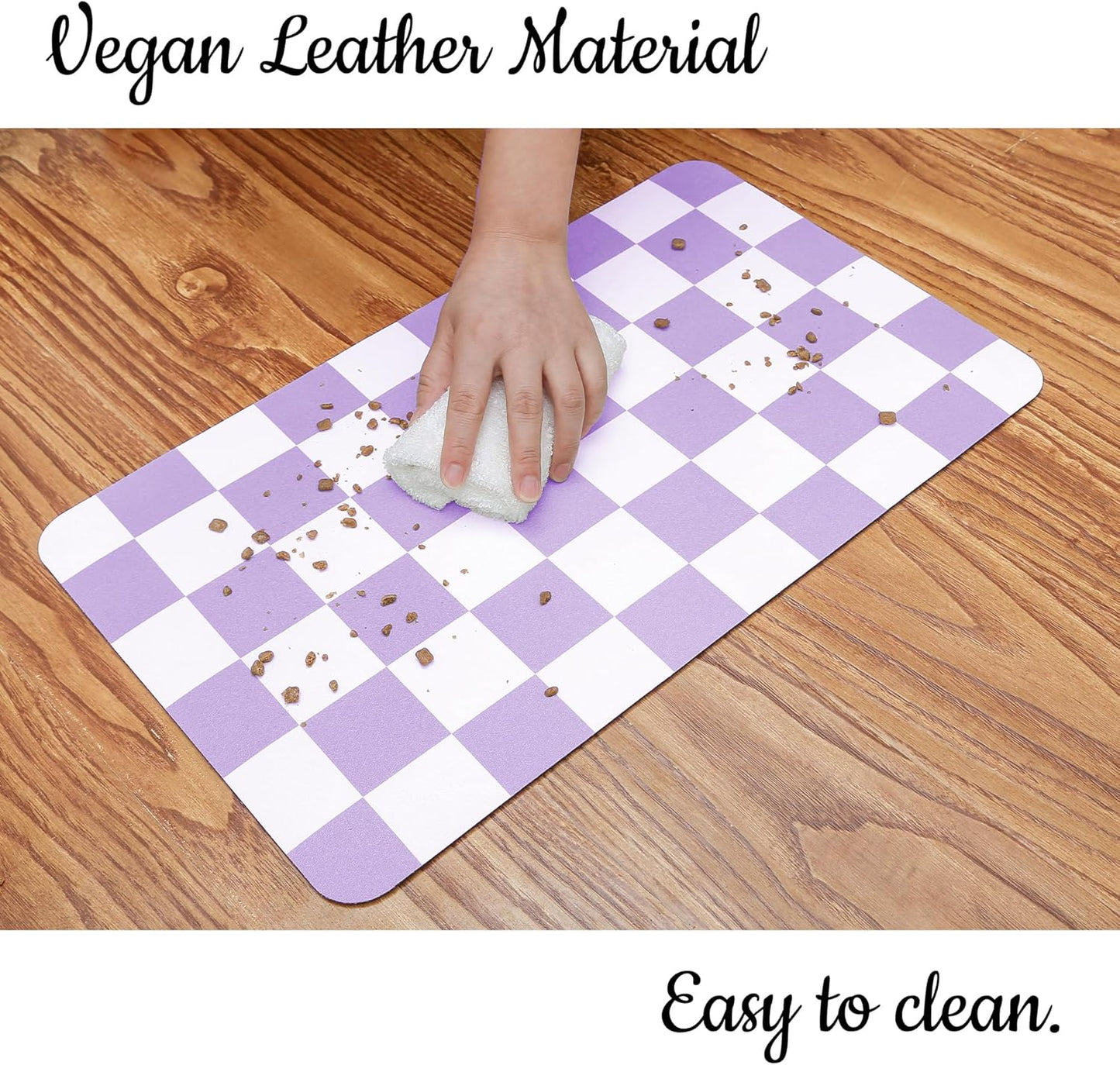 Ralxion Checkered Dog Feeding Mat, Absorbent Mats for Dog Food and Water Bowl, Dispenser, Aesthetic Purple Checkerboard Pet Placemat for Dogs, Cats, Puppy Accessories (Purple, 12 x 19)