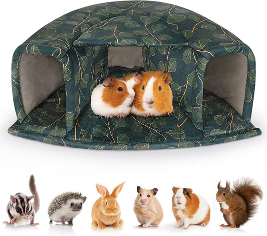 Unicorn Catcher Guinea Pig Hideout Large Guinea Pig Bed Cozy Guinea Pig House Warm Guinea Pig Tunnel Washable Guinea Pig Accessories for Small Pet Hamster/Chinchilla/Bunny, Green