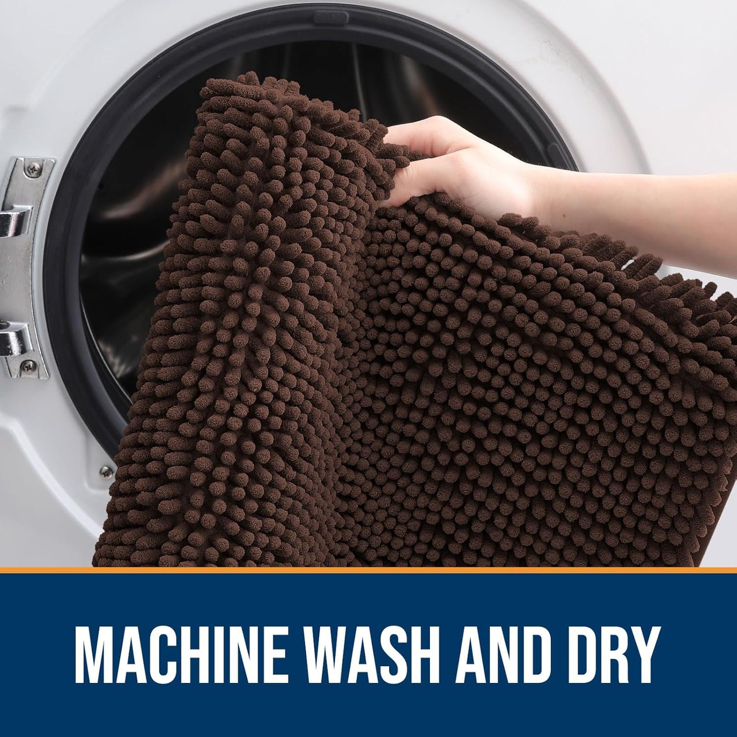 OLANLY Dog Door Mat for Muddy Paws 34x21, Absorbs Moisture and Dirt, Absorbent Non-Slip Washable Doormat, Quick Dry Chenille Mud Mat for Dogs, Entry Indoor Entryway Carpet for Inside Floor, Brown