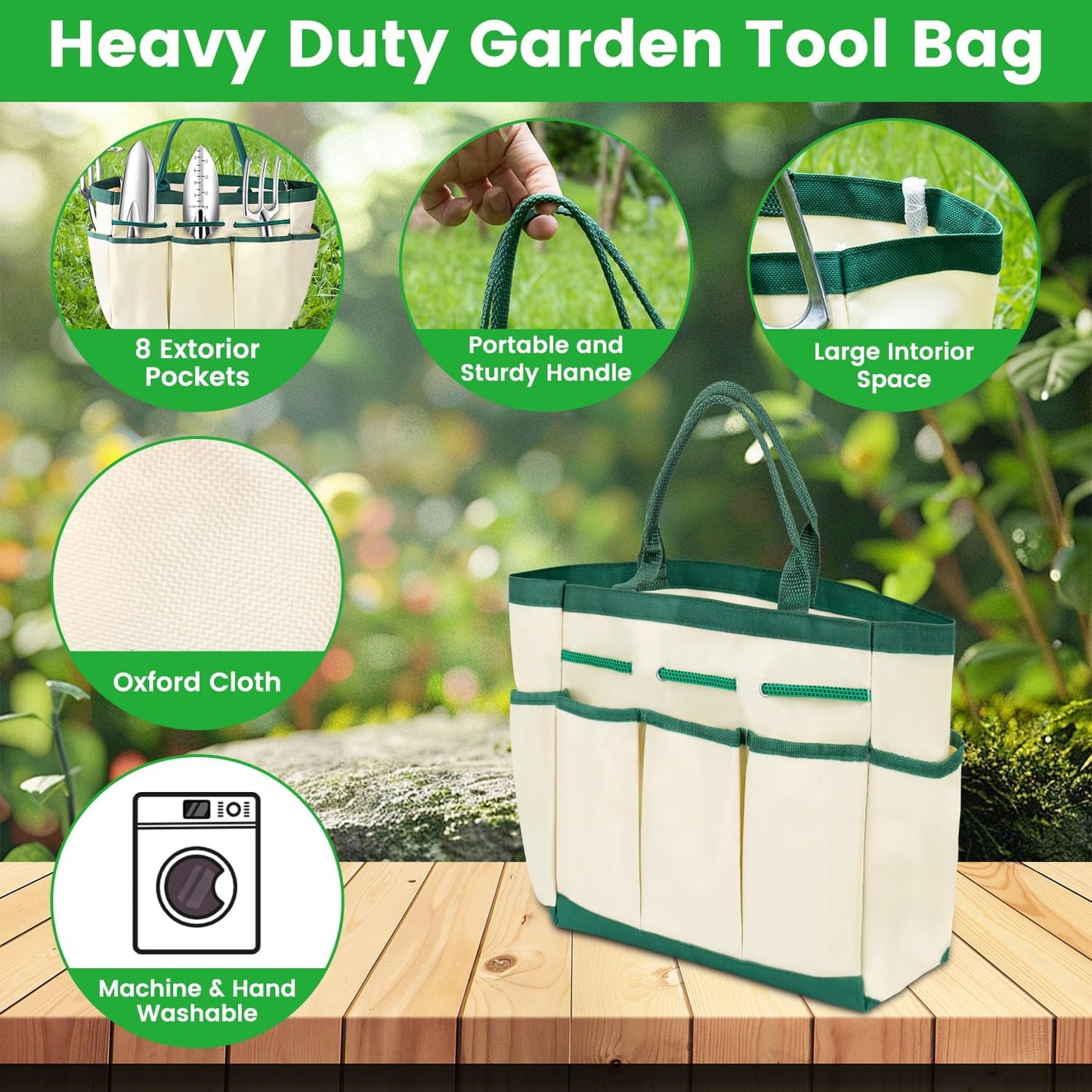 Garden Tool Set 9 PCS, Heavy Duty Gardening Hand Tools for Women, Durability Garden Tool Bag, Rust-Proof Aluminum Gardening Supplies, Ideal Gifts for Women and Men