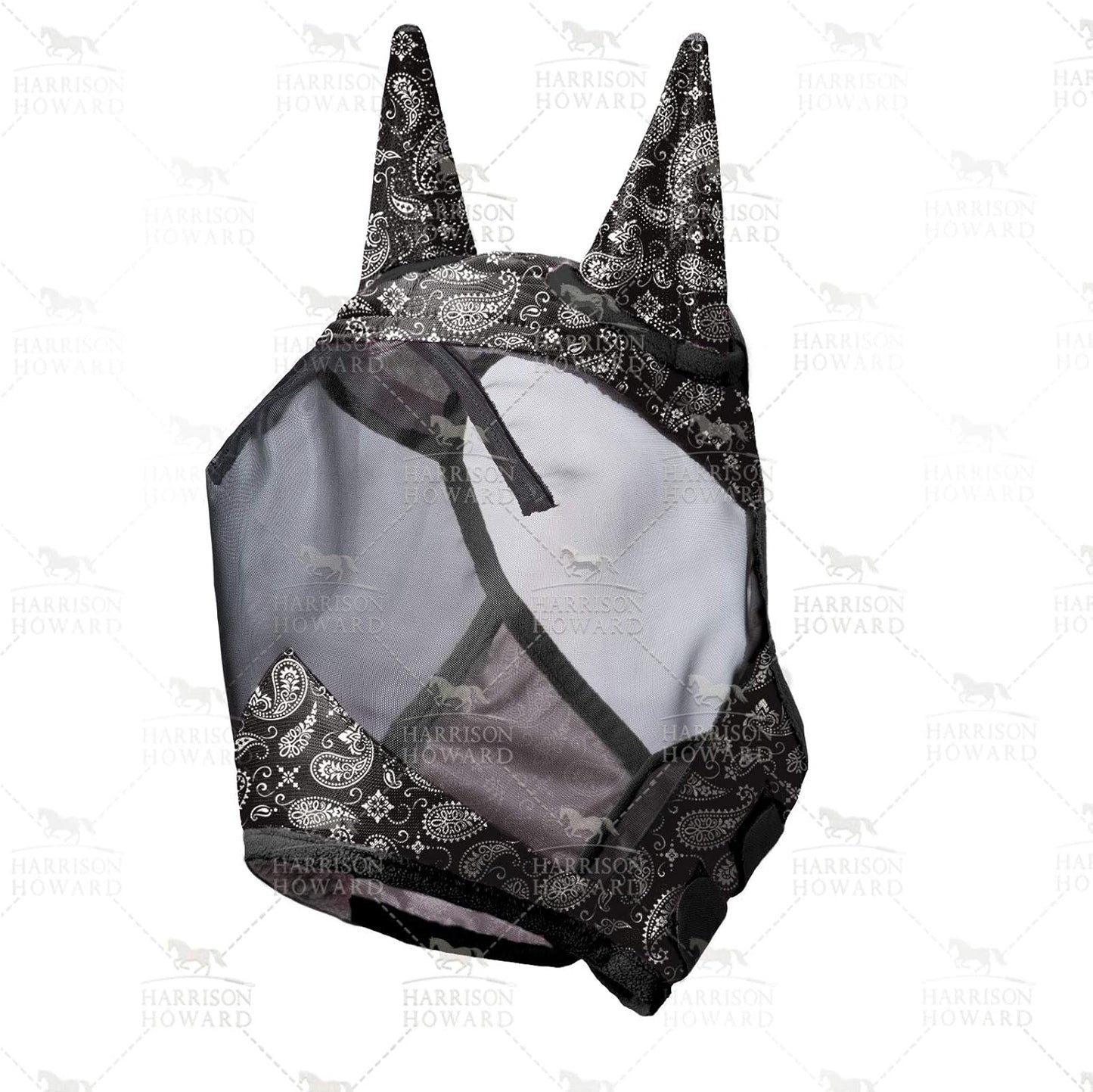 Harrison Howard LumiVista Horse Fly Mask Standard with Ears UV Protection for Horse Paisley Wave XL Extra Full