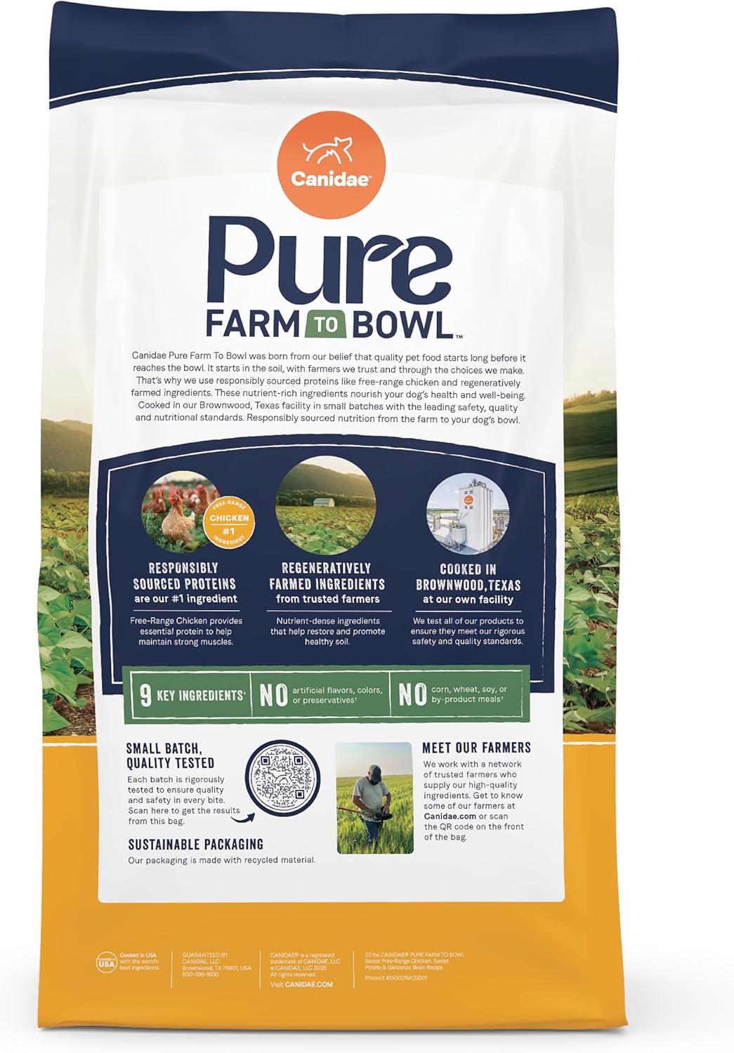 Canidae Pure Farm to Bowl Free-Range Chicken, Sweet Potato & Garbanzo Bean Grain-Free Senior Dog Food, Adult 12lb