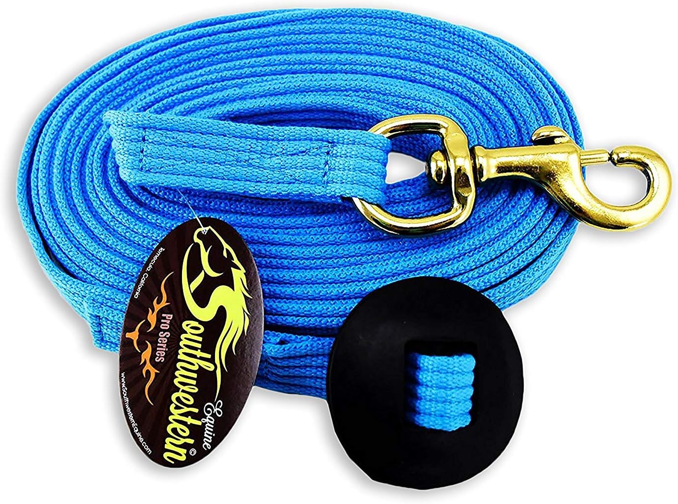 Southwestern Equine Lunge Line for Horses Cotton Horse Lunge Line with Bolt Snap & Rubber Stop (Turquoise, 24')