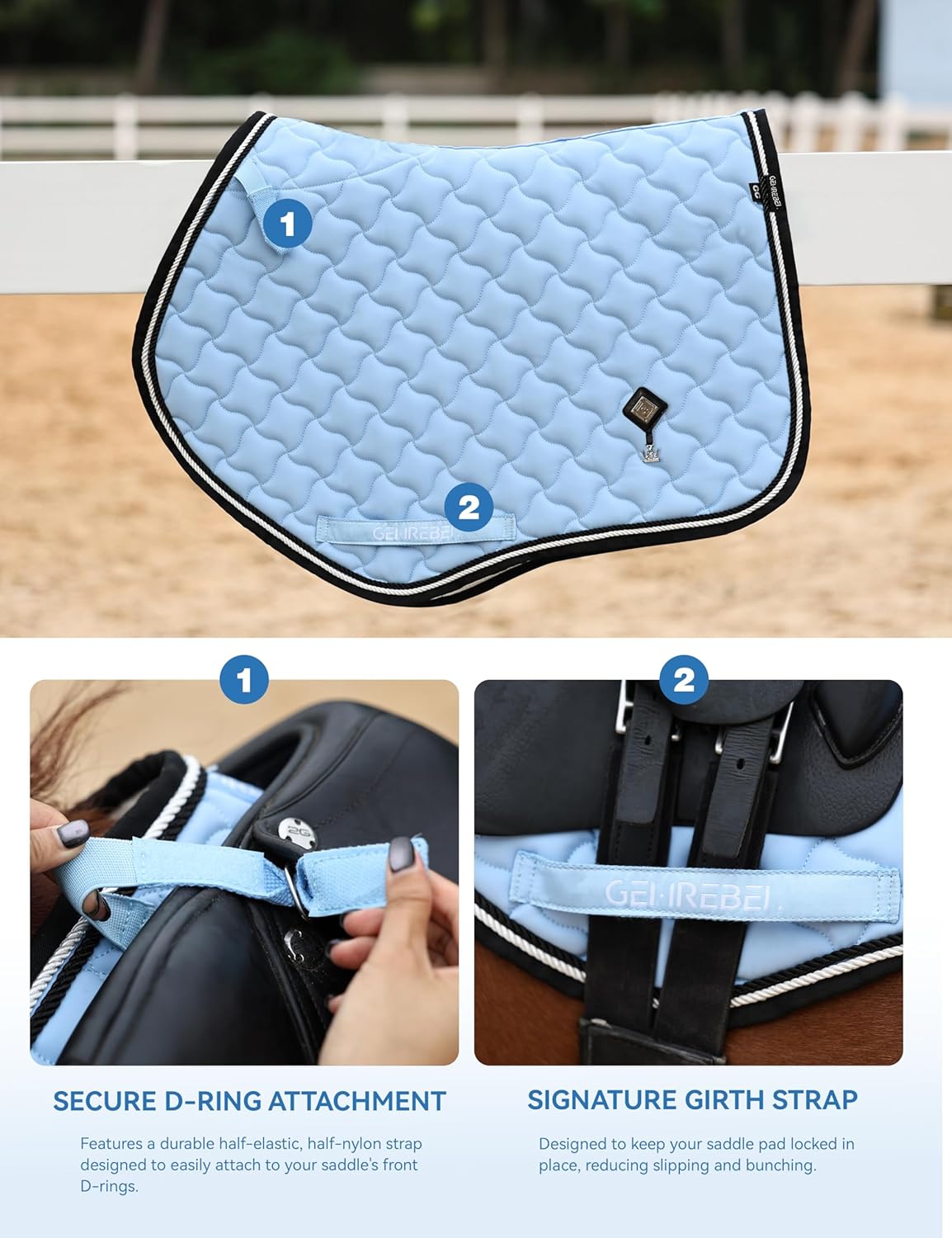 Close Contact Non-Slip Design Horse Riding Pad Moisture-Wicking Shock Absorbing English Saddle Pad for Horses