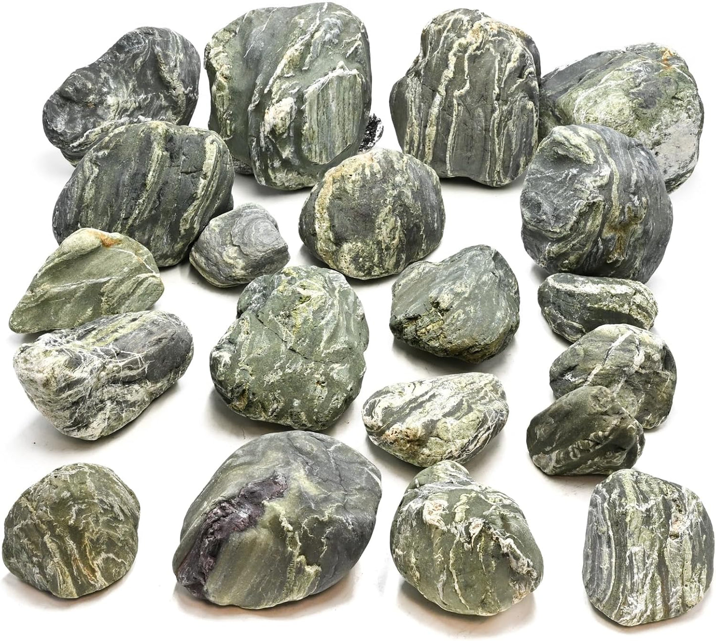 Aquarium Stone Green River Rock 40LB Rocks aquascaping Fish Tank Decor Rocks for Aquariums Fairy Gardens Model Railroads Dioramas Wargaming Mosaic Art（4-10inch / 7PCS）