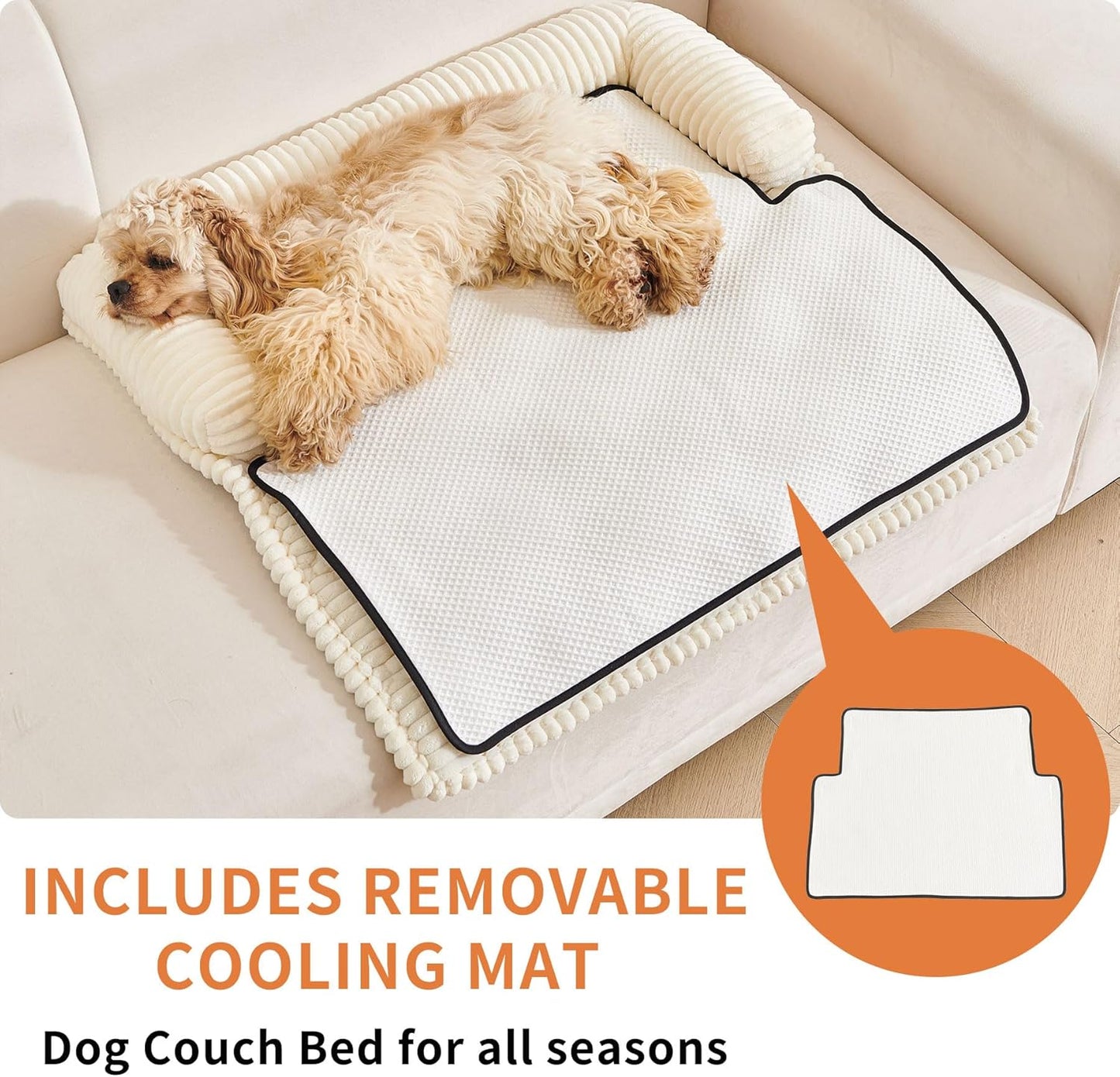 HAOMAIJIA Dog Couch Bed for Large Dogs, Non Slip Pet Couch Covers for Sofa Thick Soft Washable Dog Couch Cover Protector All Seasons Universal Dogs and Cats Bed Mat (Off White, X-Large)