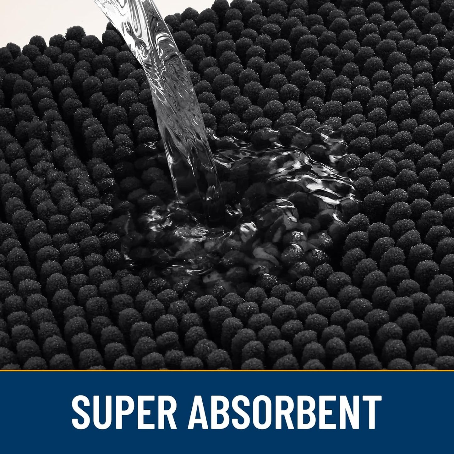 Smiry Dog Door Mat for Muddy Paws 59x35, Absorbs Moisture and Dirt Doormat, Non-Slip Washable Quick Dry Chenille Front Door Mat Indoor Entrance, Entryway Carpet for Inside Floor, Black