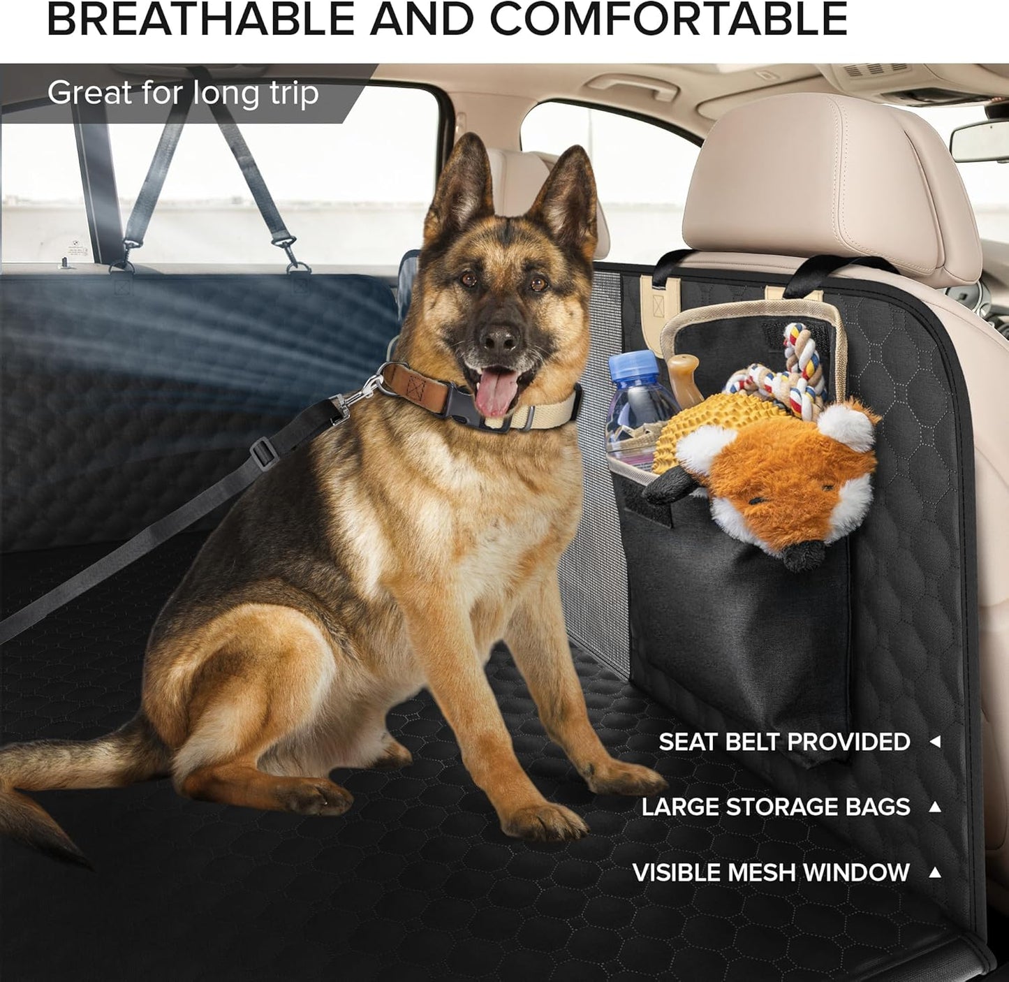 SHARLOVY XL Truck Back Seat Extender for Dogs, Large Hard Bottom Dog Car Seat Cover for Back Seat, Heavy Duty Dog Car Hammock, Waterproof Pet Seat Covers for Trucks, F150, Ram1500 and Large SUV