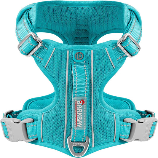 BARKBAY Dog Harness No Pull with ID Tag Pocket - Heavy Duty, Reflective, Easy Control for Large Dogs(Ocean Blue,L)