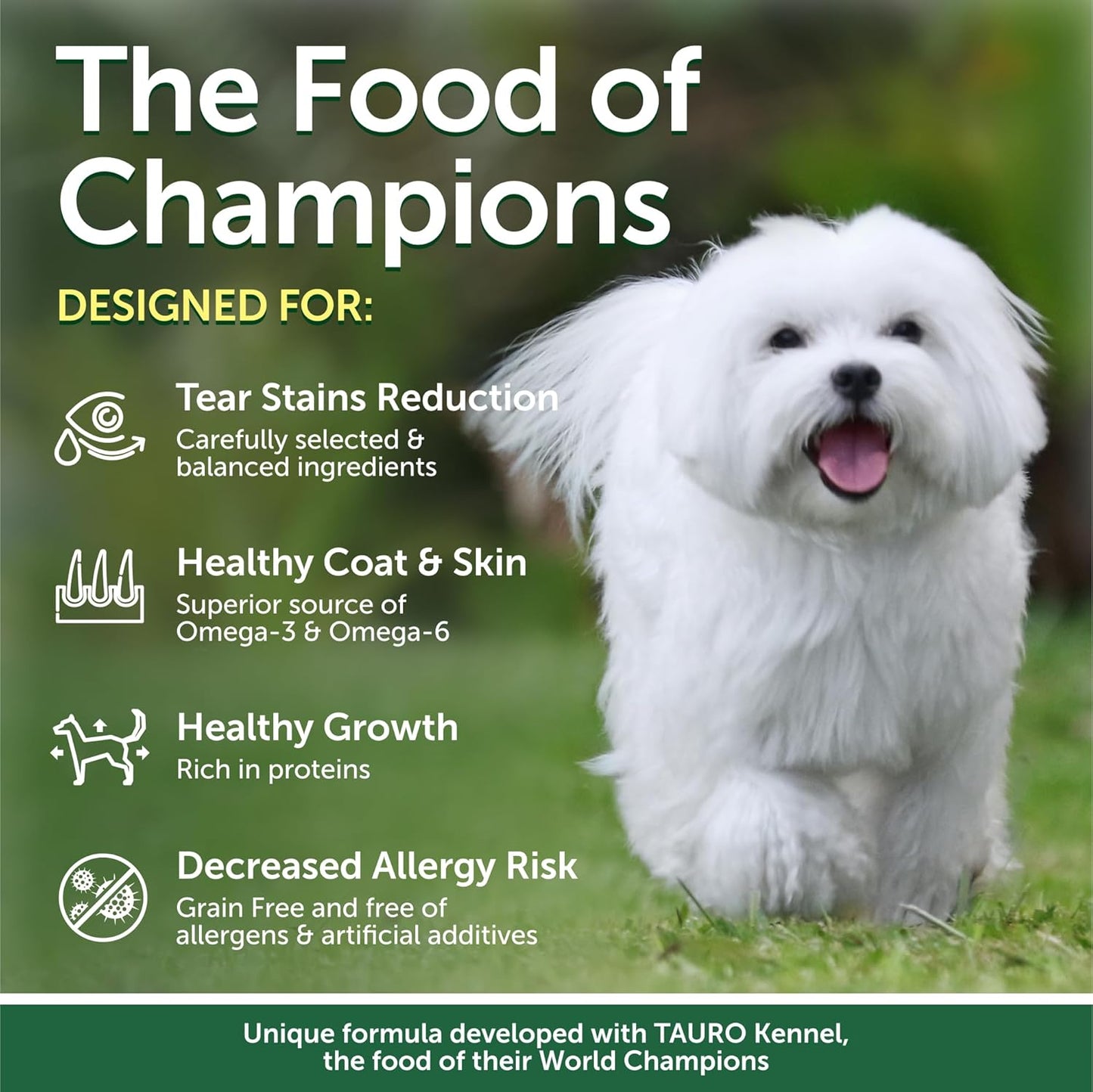 Nature's Protection Superior Care White Dogs Grain-Free Dry Dog Food - High Protein, Tear Stain Dog Food for Small & Mini Breeds Light Coated Adult Dogs, Fresh Pet Meal, White Fish, 3.3 lb