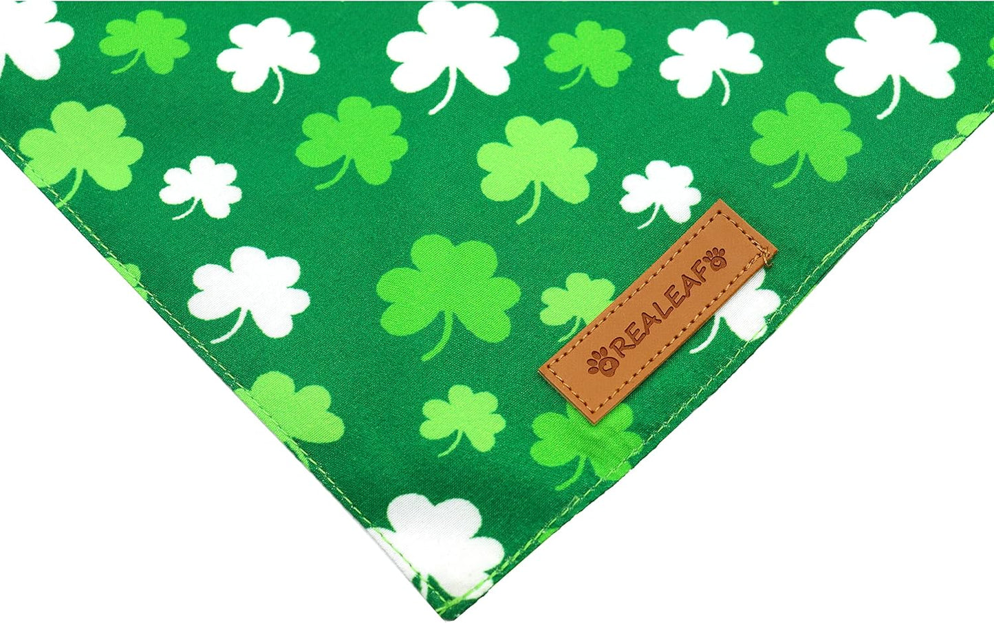 Realeaf St. Patrick's Day Dog Bandanas 2 Pack, Triangle Reversible Pet Scarf for Boys and Girls, Premium Durable Fabric, Holiday Bandana for Medium and Large Dogs (Large)