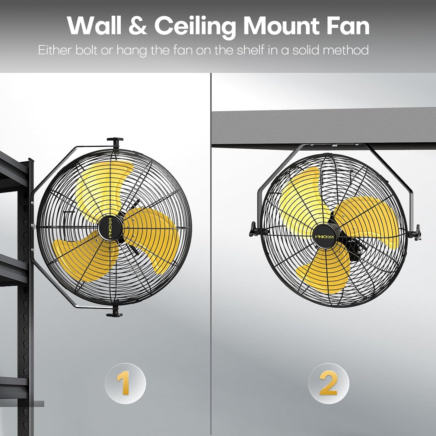 18 Inch Industrial Wall Fan with 2 Pack, 4800 CFM Metal Wall Mount Fans with Poweful Motor, 3 Speed, Fan Indoor for Covered Patio, Greenhouse, Gazebo, and Garage, UL Listed