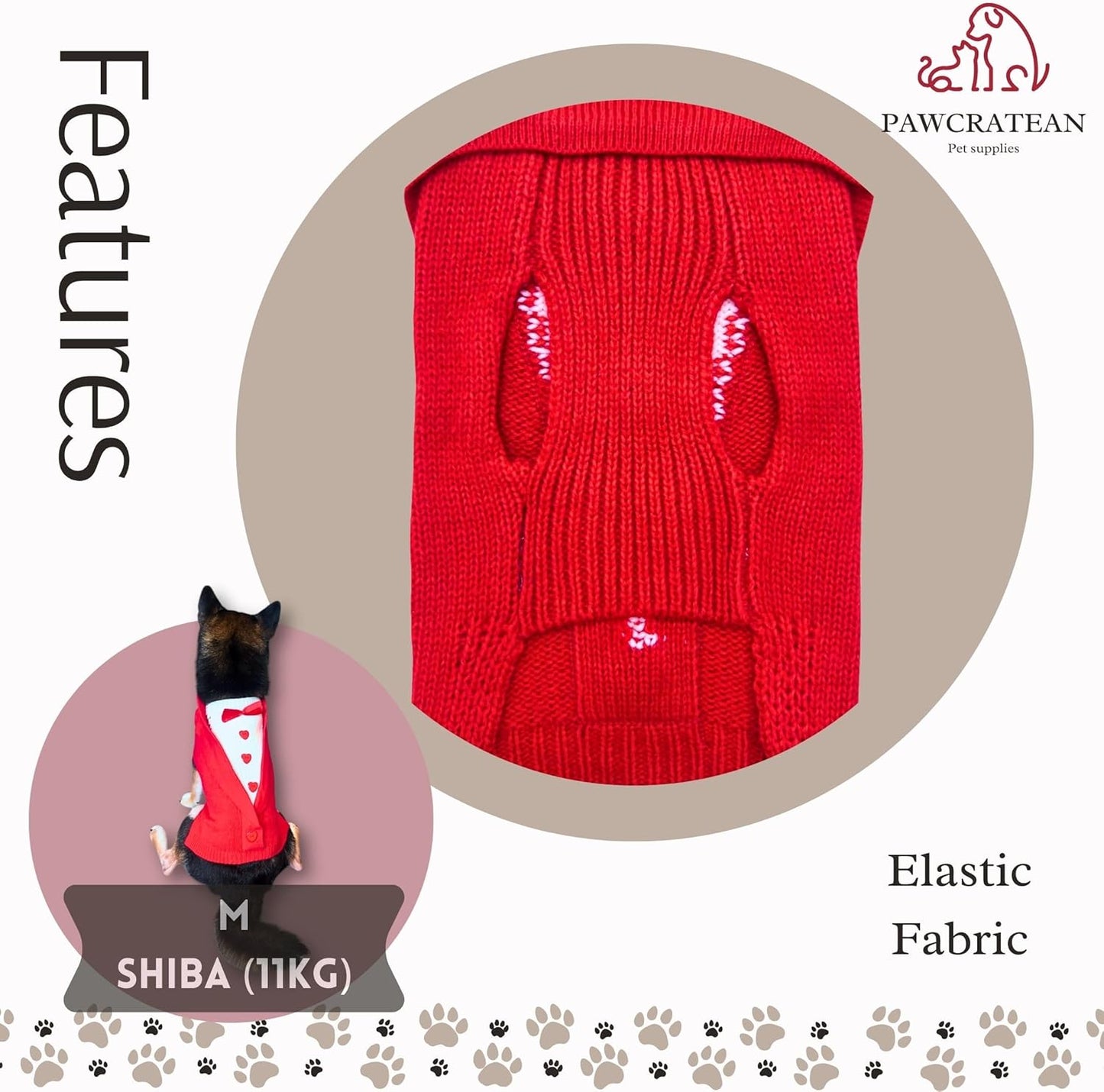 Cute Sweater for Dogs and Cats Soft Flannel Pet Outfit Warm and Cozy Animal Hoodie Small to Large Pet Clothes for Halloween Parties and Everyday Wear (Small, Red Bowtie)