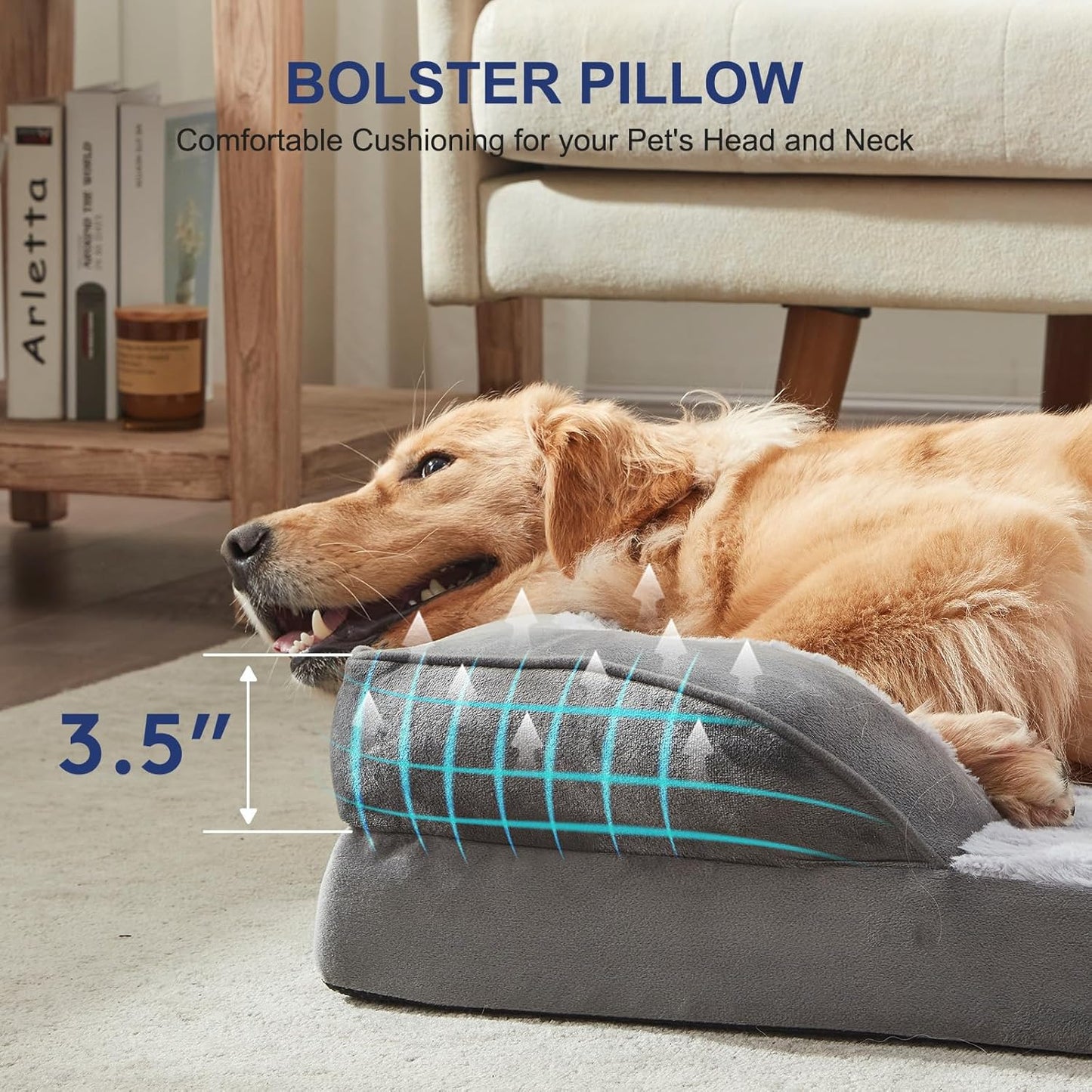 FURTIME Orthopedic Dog Beds for Meidum Large Dogs, Washable Dog Bed with Supportive Foam, Pet Sofa with Removable Cover, Waterproof, Nonskid Bottom