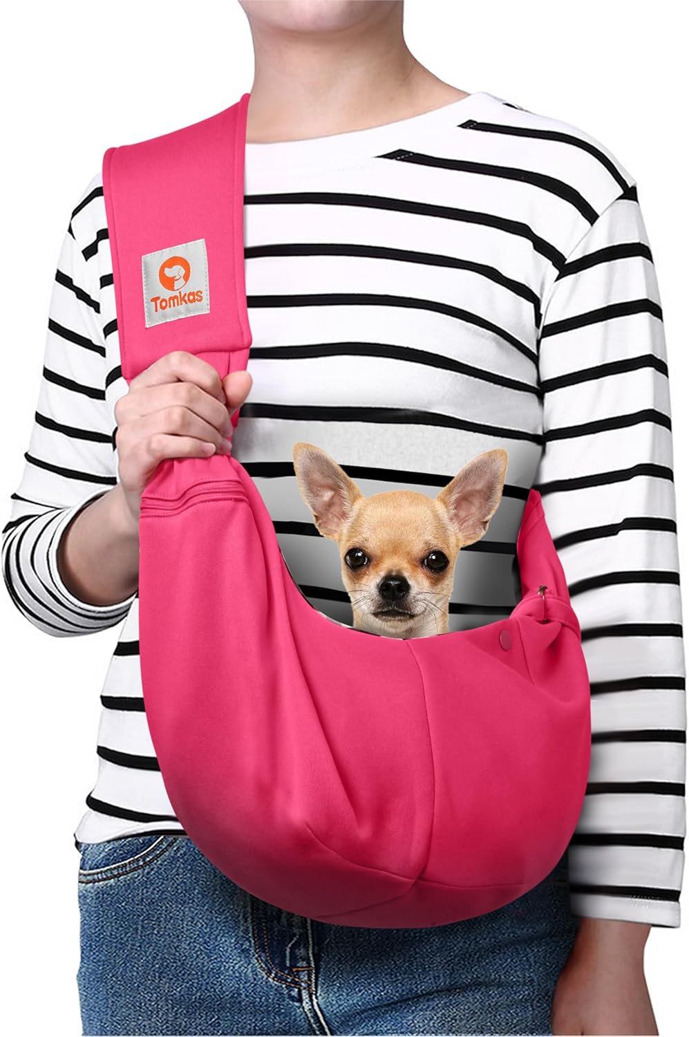 Tomkas Dog Sling Carrier for Small Dogs Puppy Carrier for Small Dogs (Rose red, for Pets Weight 2-7 lbs)