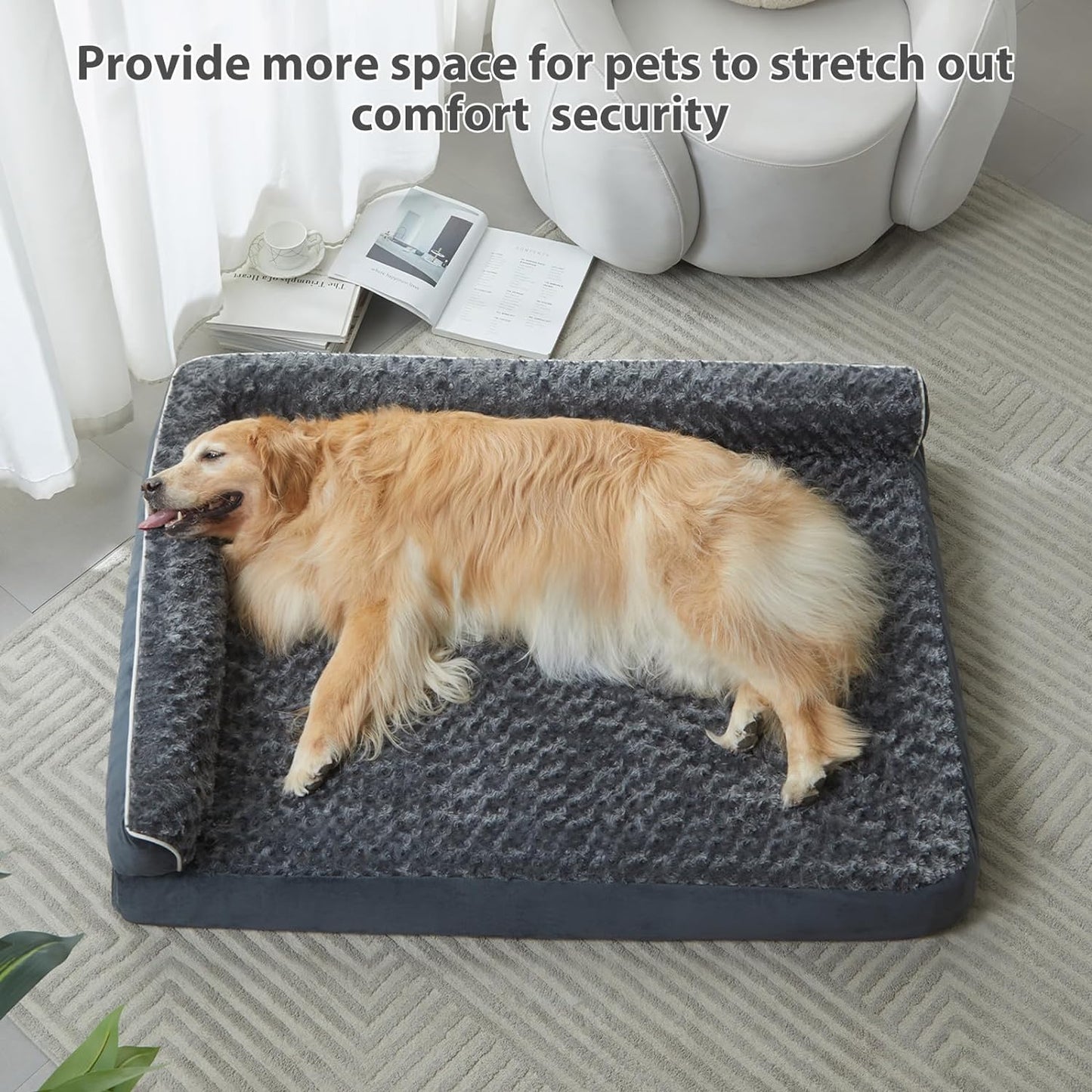 BFPETHOME Orthopedic Dog Beds for Large Dogs-Waterproof Sofa Dog Bed with Removable Washable Cover, Large Pet Bed with Waterproof Lining and Nonskid Bottom, Pet Bed for Dogs