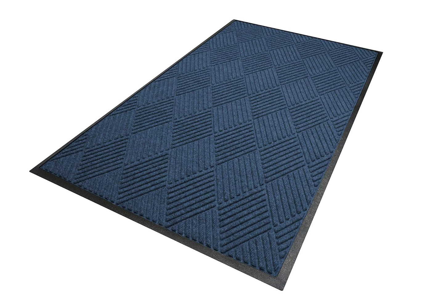 M+A Matting WaterHog Diamond | Commercial-Grade Entrance Mat with Rubber Border – Indoor/Outdoor, Quick Drying, Stain Resistant Door Mat (Navy, 6' x 8')