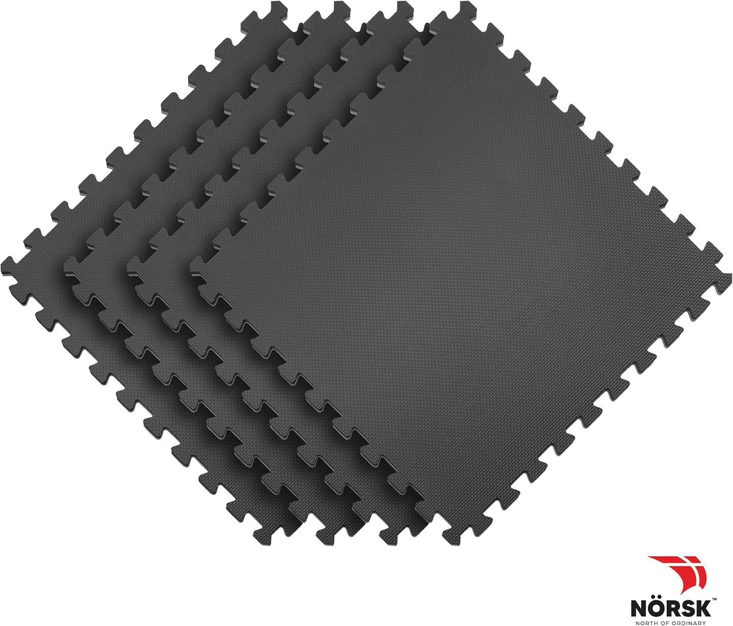 Norsk Multi-Purpose Reversible Floor Mats - EVA Interlocking Foam Tiles (Gray/Black 24 Tiles - 96 sq. Ft. 1/2" Thick)